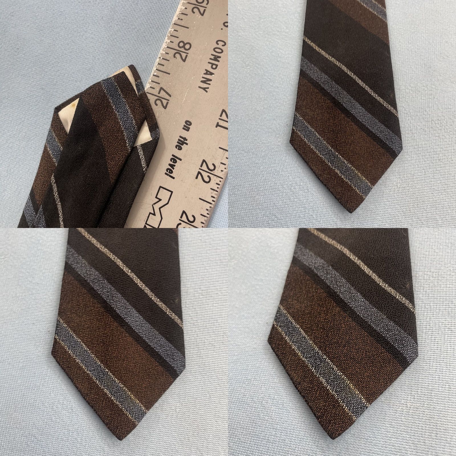 MCM VINTAGE 60s MCM Repp Tie Multi Skinny Stripe MadMen Business Brown Gray 2.5x56 Capsule Necktie) Size ONE SIZE - 8 Thumbnail