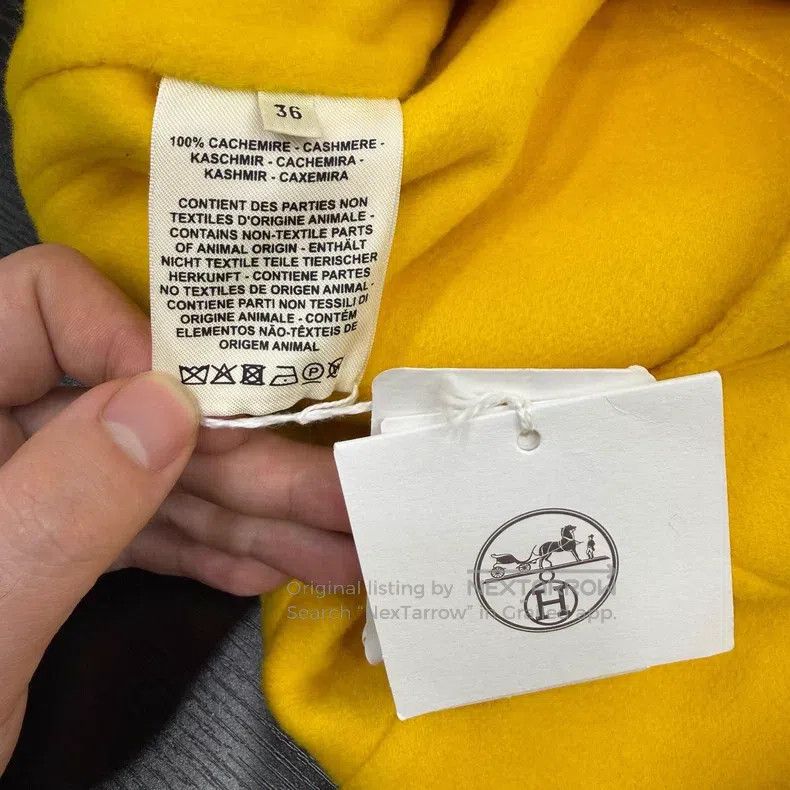 Hermes Hermes Bright yellow diagonal zip cashmere jacket Size XS / US 0-2 / IT 36-38 - 5 Thumbnail