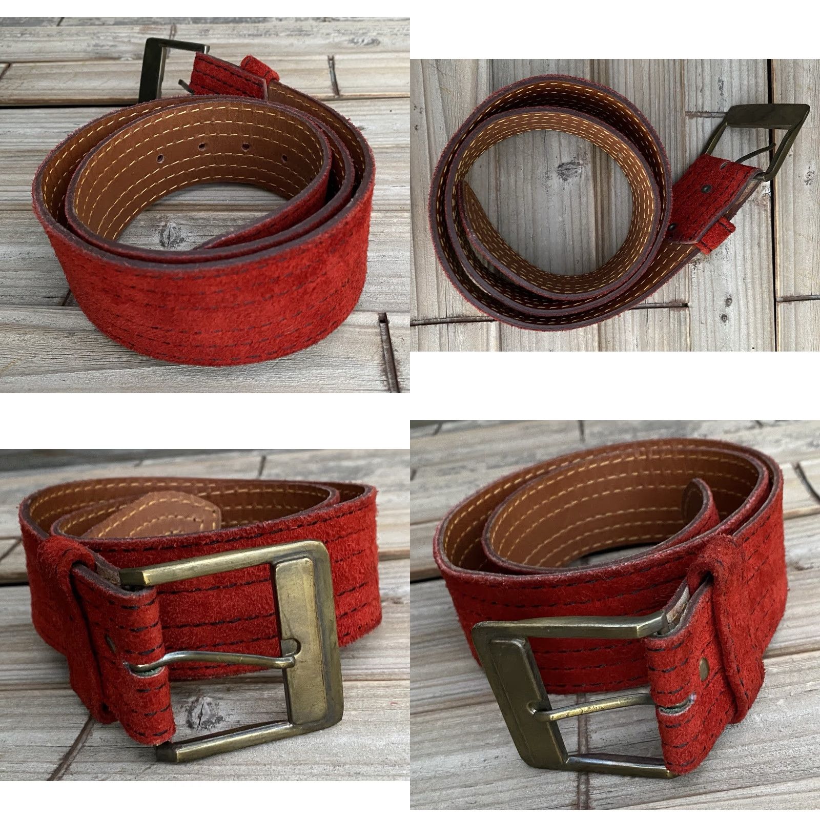 Vintage Vera Belt Red Suede Western Boho 70s 80s L Women Waist Belt Vintage Taiwan Slip-on Style Cowgirl Shirt Accessories Size ONE SIZE - 8 Thumbnail