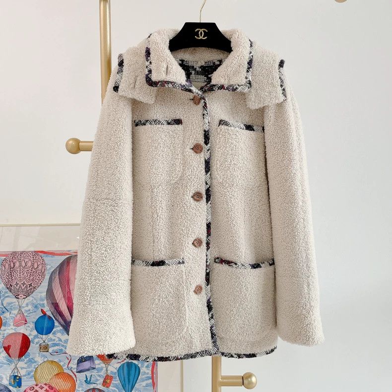 CHANEL Oversized Shearling Logo Jacket with Hood- DMC