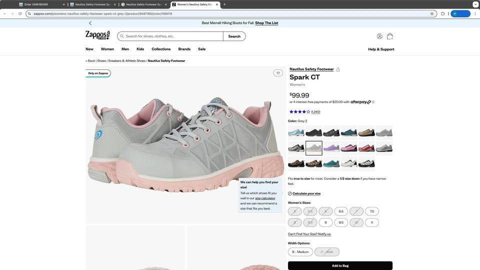 Other Nautilus women's Safety Footwear Spark CT Grey 2 8.5 D wide Size US 8.5 / IT 38.5 - 2 Thumbnail
