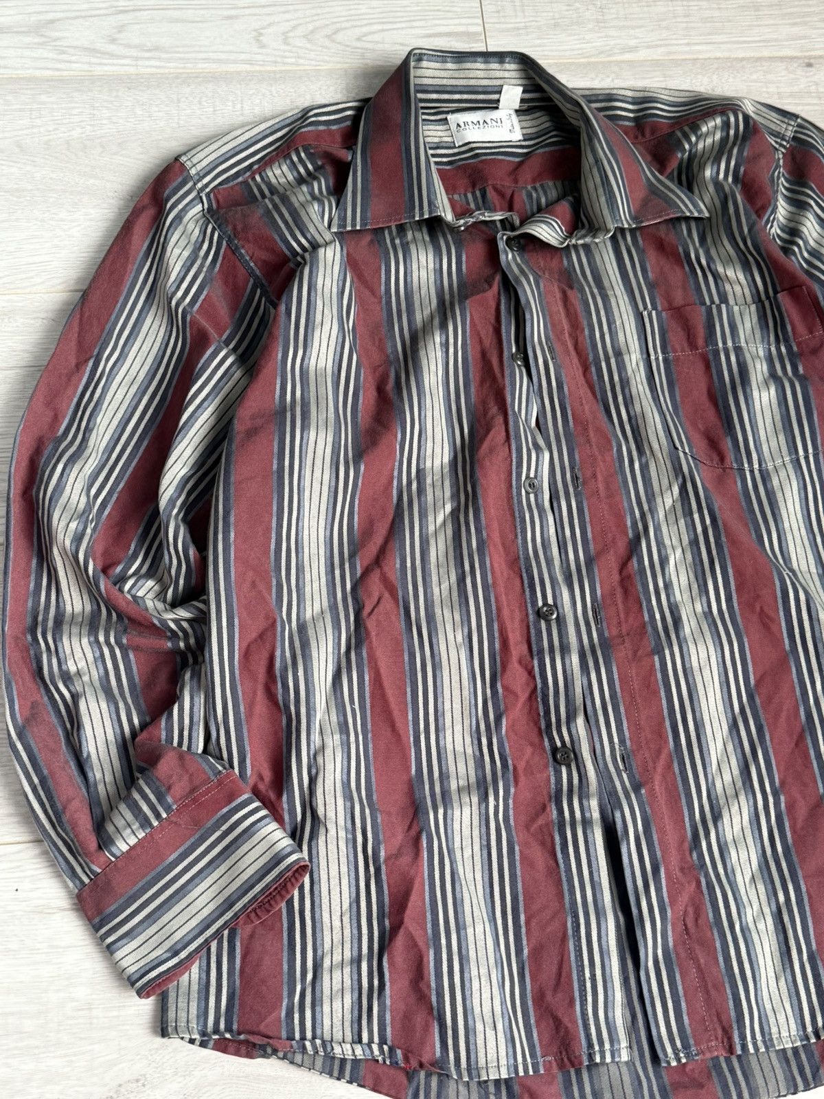 Armani Collezioni Vintage Armani striped shirt Size US L / EU 52-54 / 3 - 2 Thumbnail
