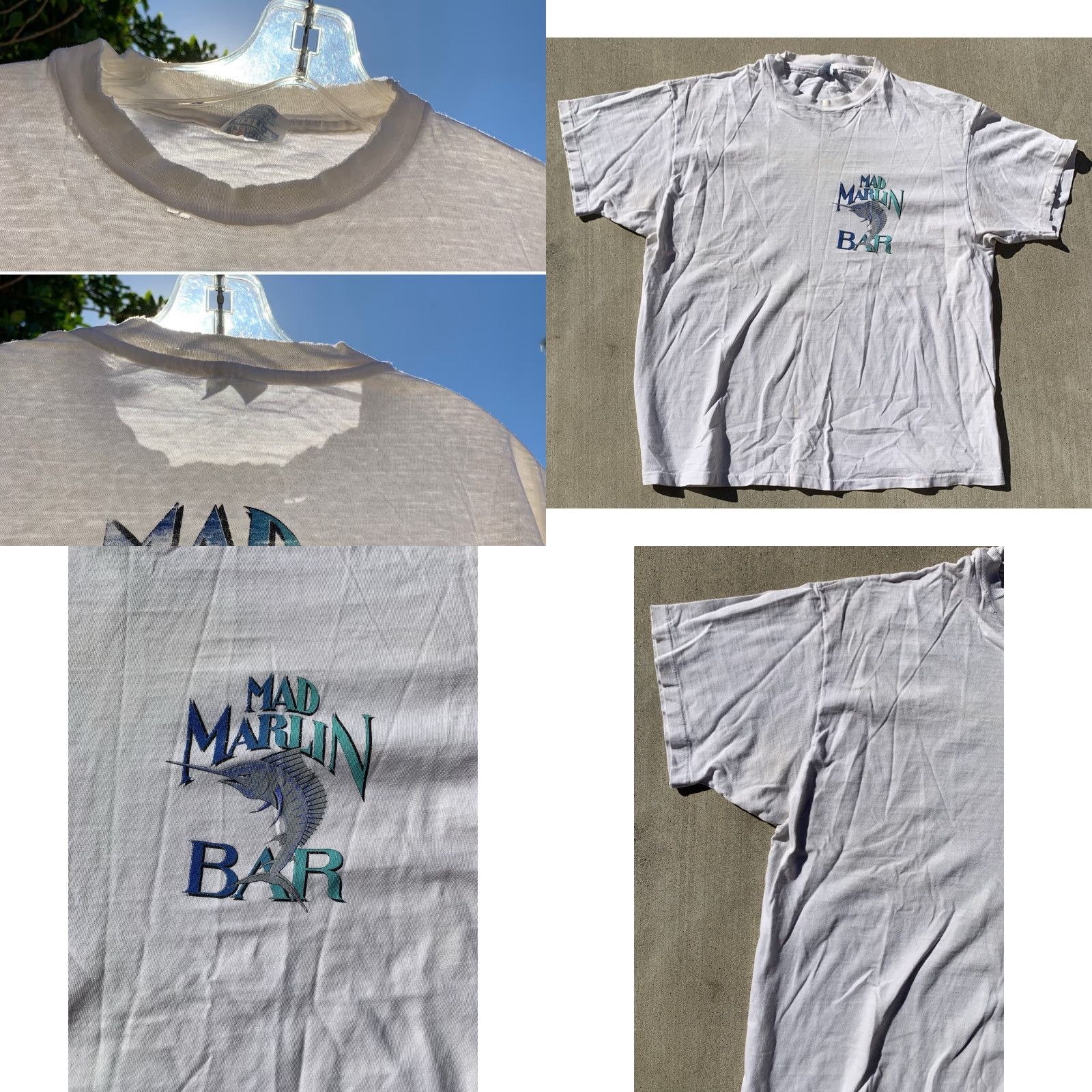 Thrasher VINTAGE Maui T Shirt Men XL White Bar Maui Mad Marlin Distressed Holes Thrashed Vintage Shirt Men XL White Hawaiian Fish 90s Size US XL / EU 56 / 4 - 9 Thumbnail