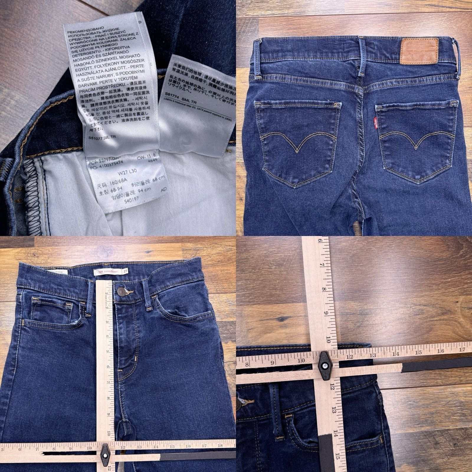 Levi's Levi's 720 Premium Super Skinny Jeans Women 27 Mid Rise Stretch Denim Blue Slim Regular 5-Pocket Jeans Size 27" / US 4 / IT 40 - 8 Thumbnail