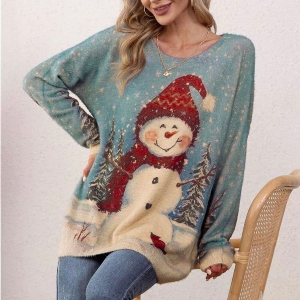 Other New Womens Christmas Sweater Snowman Graphic 2XL Size XXL / US 16-18 / IT 52-54 - 6 Thumbnail