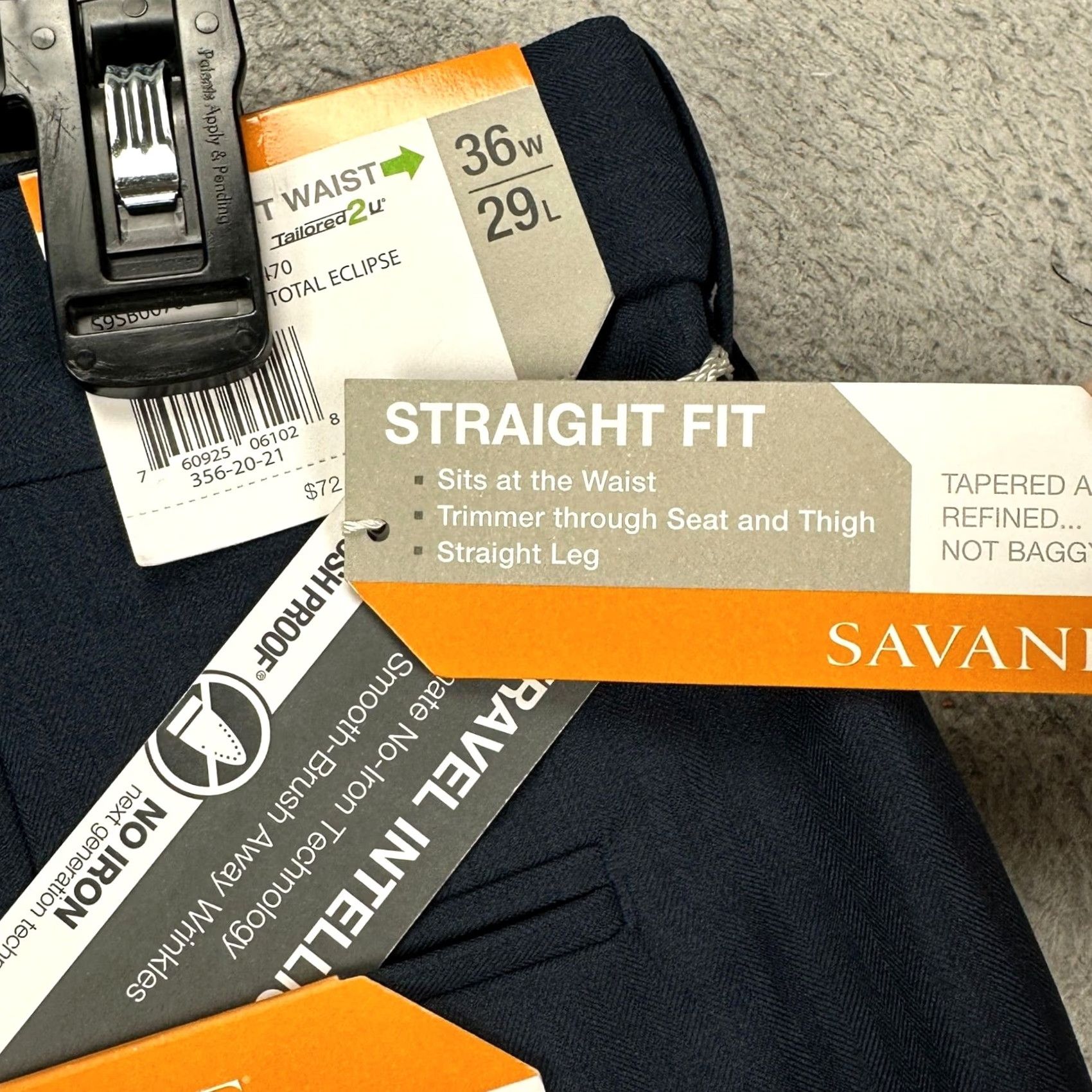 Savane Savane Pants Dress Mens 36X29 Navy Blue Herringbone Straight Comfort Waist NEW Size US 36 / EU 52 - 6 Thumbnail