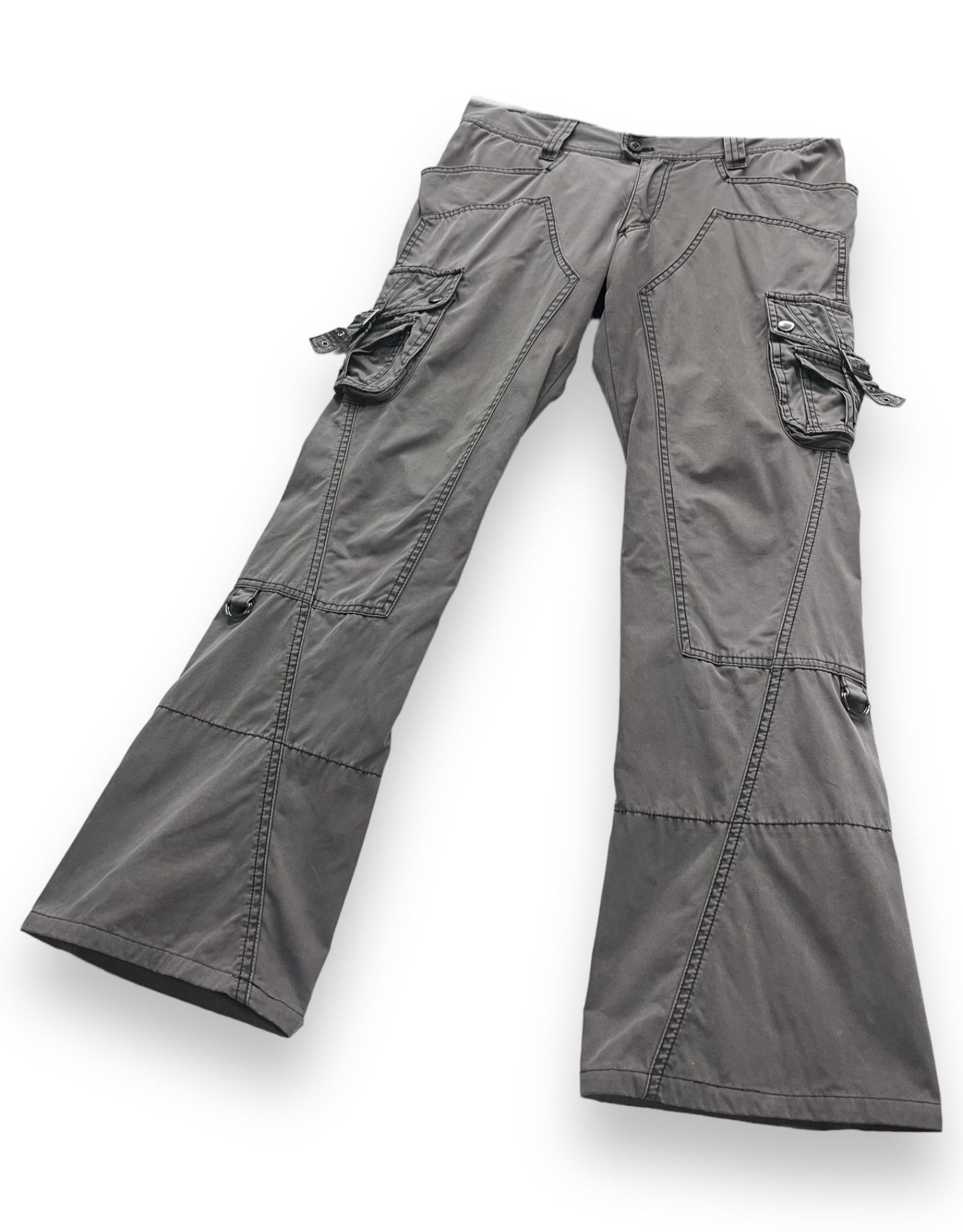 Michel Klein FYE🔥90’s MICHEL KLEIN HOMME Double Knee Bondage Flare Cargo Size US 31 - 9 Thumbnail