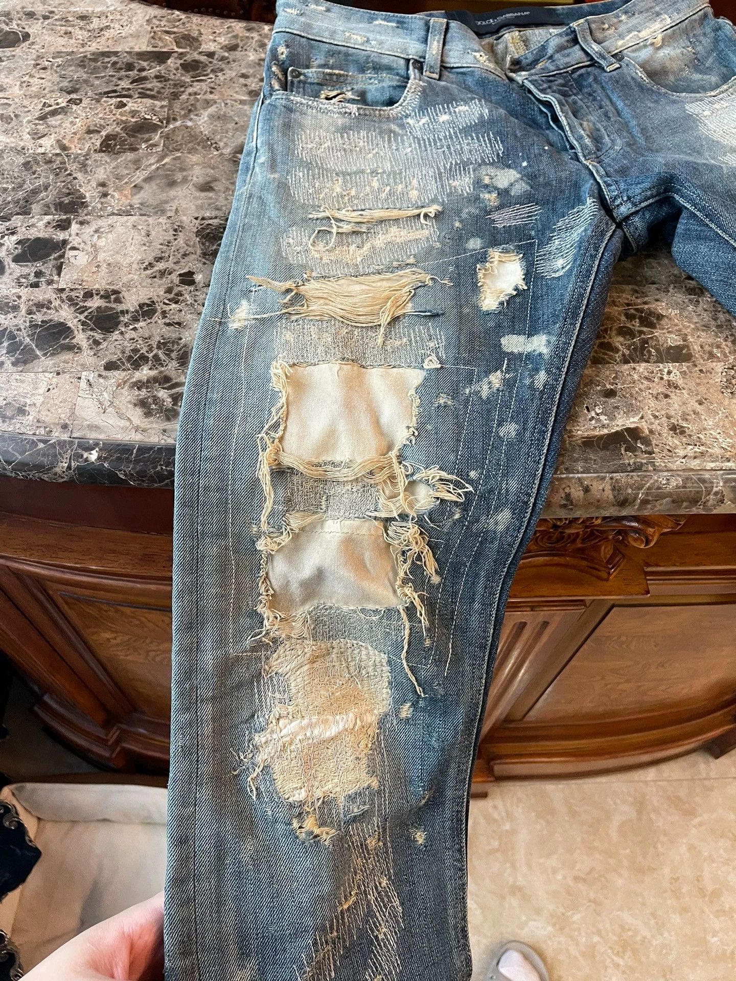 Dolce & Gabbana DG Runway Distressed Jeans 44 (Front/Back Rips) Size US 28 / EU 44 - 3 Thumbnail