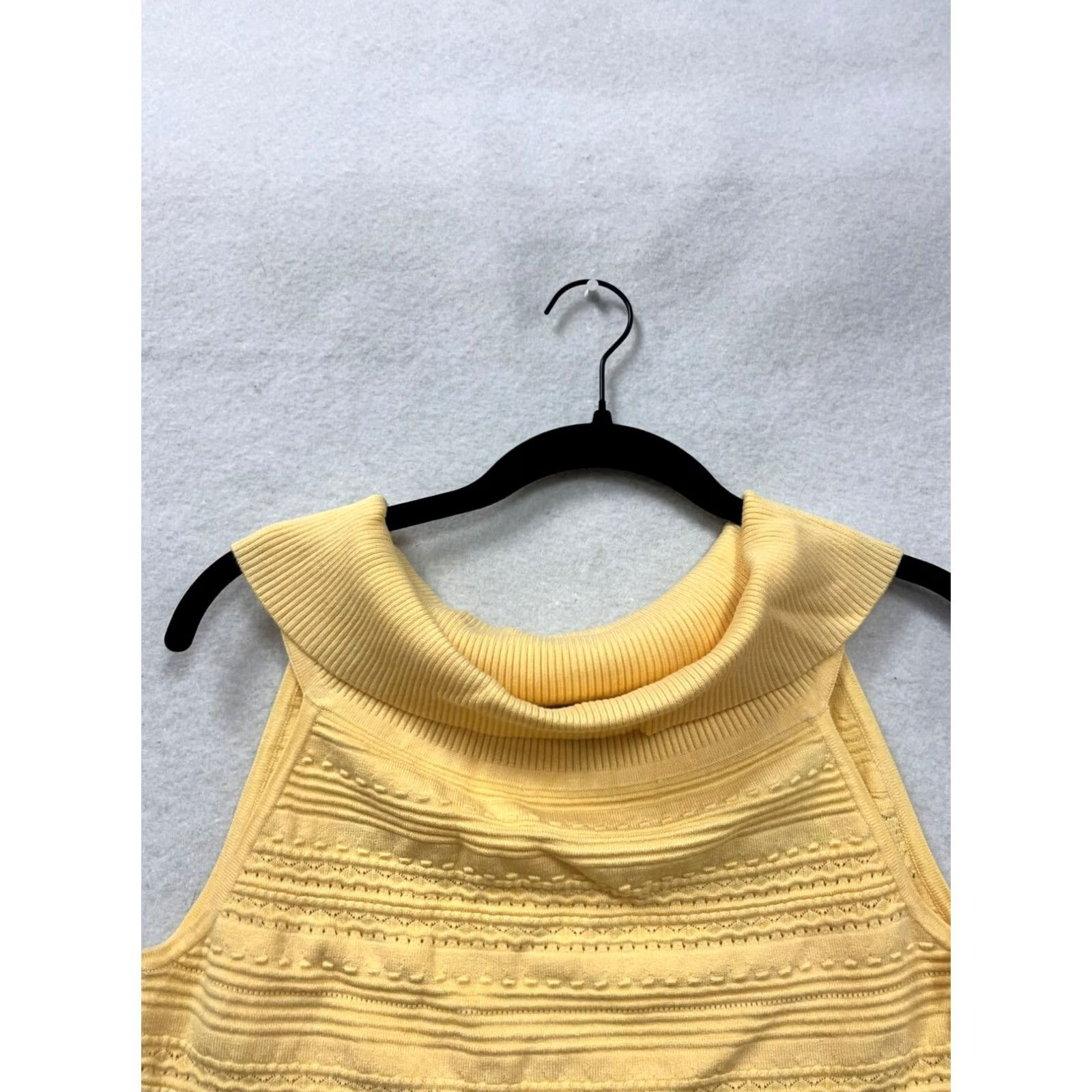 White House Black Market Yellow Sleeveless Textured Knit Cowl Neck Top Womens M Size M / US 6-8 / IT 42-44 - 3 Thumbnail