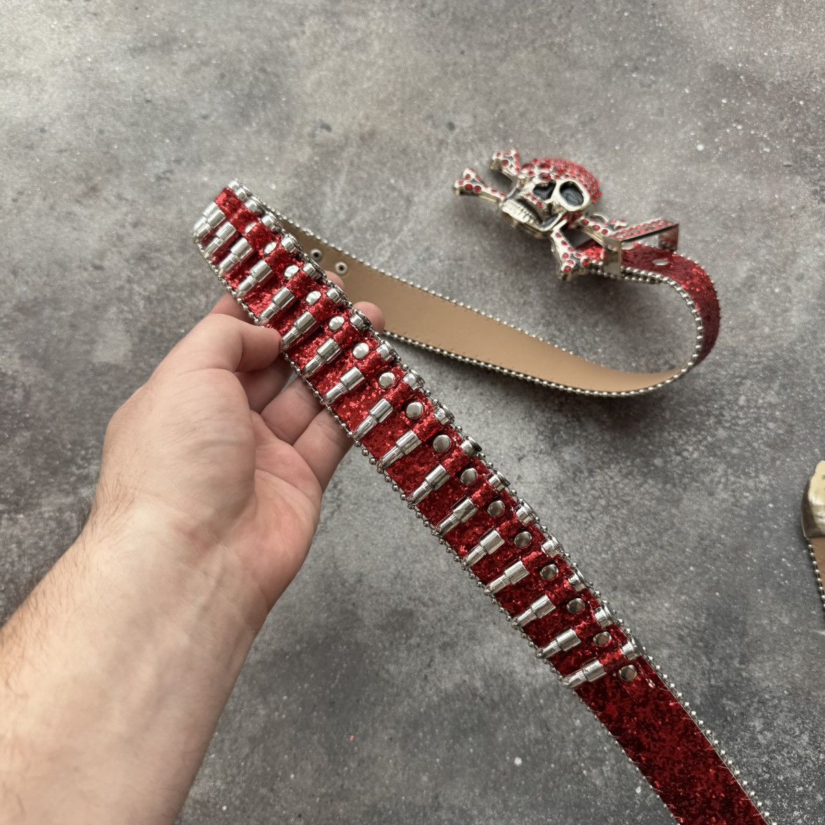 If Six Was Nine Amazing Y2K Rhinestones Skull BB Simon Style Belt Size ONE SIZE - 7 Thumbnail