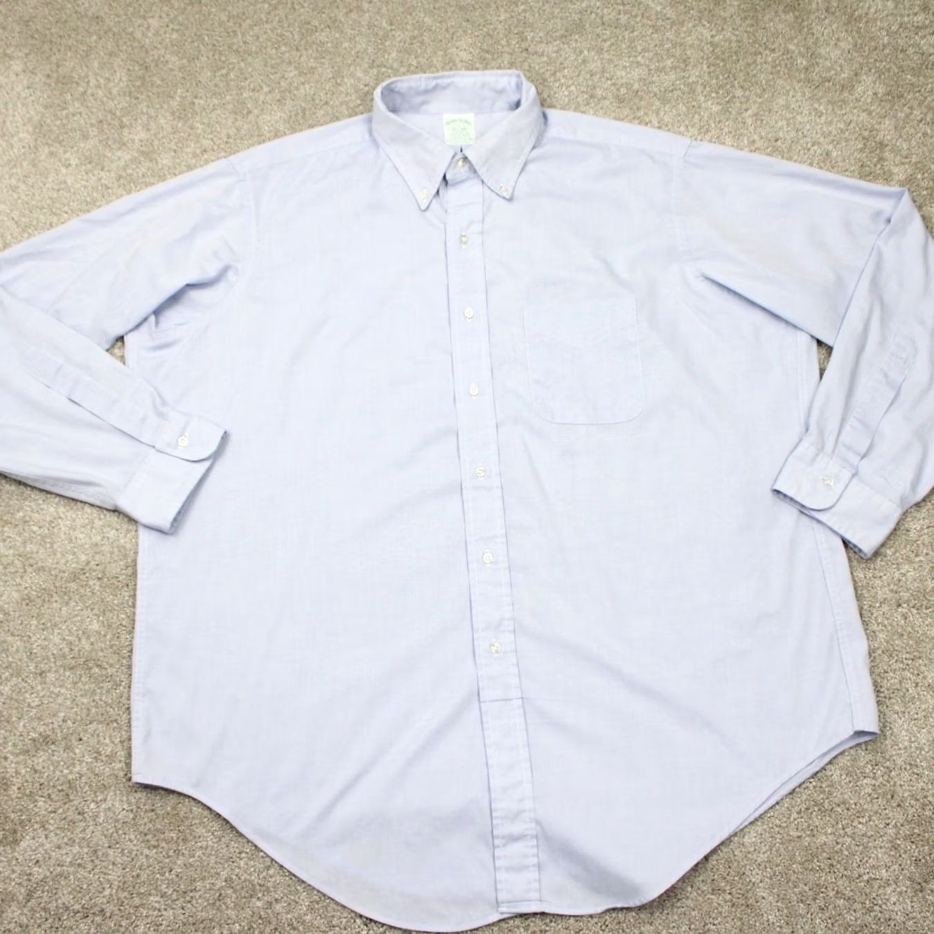 Brooks Brothers Brooks Brothers Dress Shirt Mens 17.5 Blue Cotton/Poly Long Sleeve Button Shirt Size 48R - 2 Thumbnail