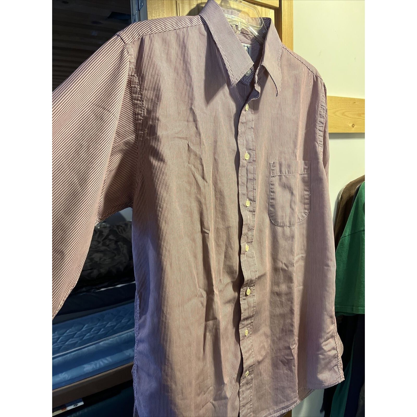 Burberry Burberry London Men’s 15.5 35 Burgundy Striped Cotton Shirt Size US M / EU 48-50 / 2 - 4 Thumbnail