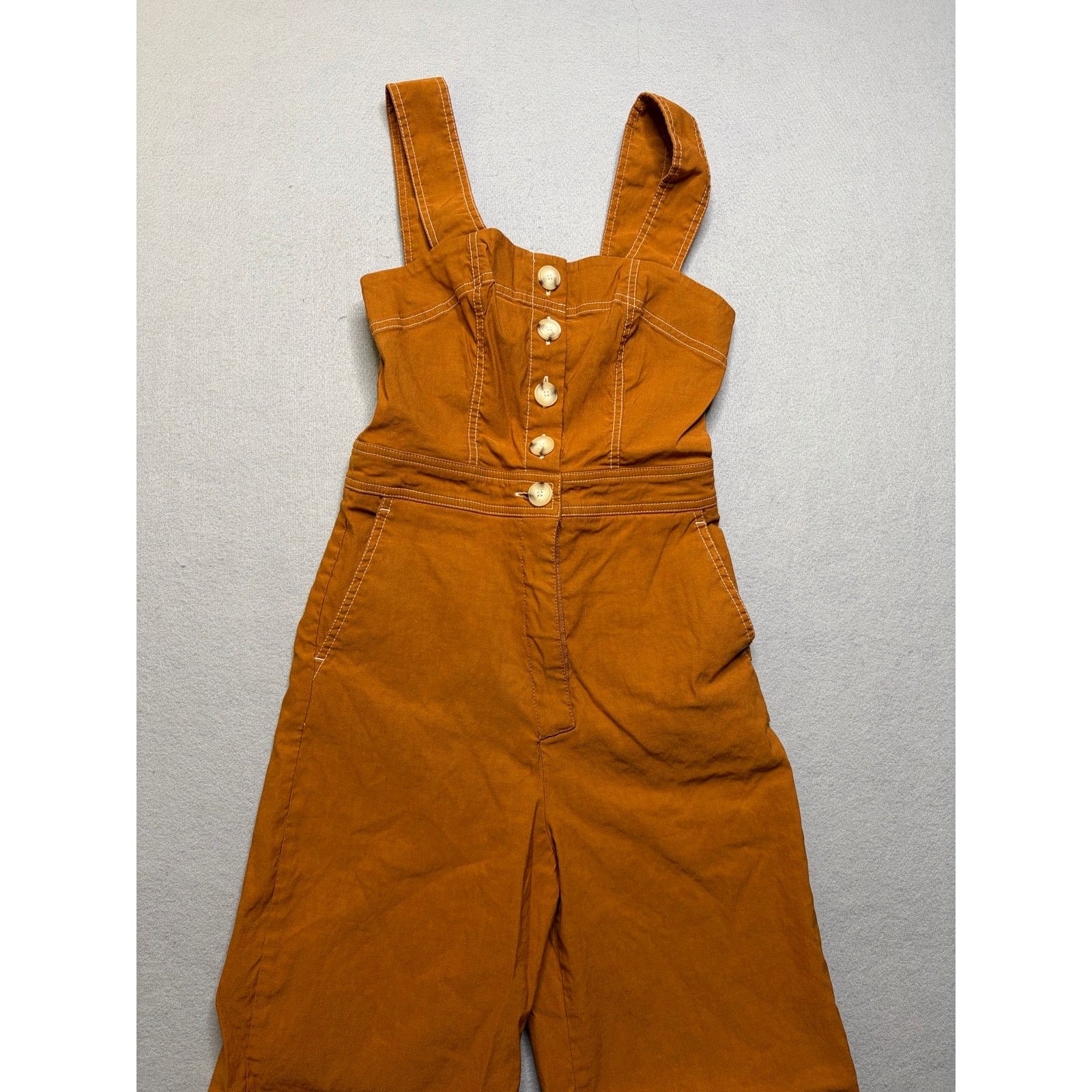 Anthropologie Maeve Anthropologie The Colette Jumpsuit Womens US 0 Brown Size 25" / US 0 / IT 36 - 10 Thumbnail