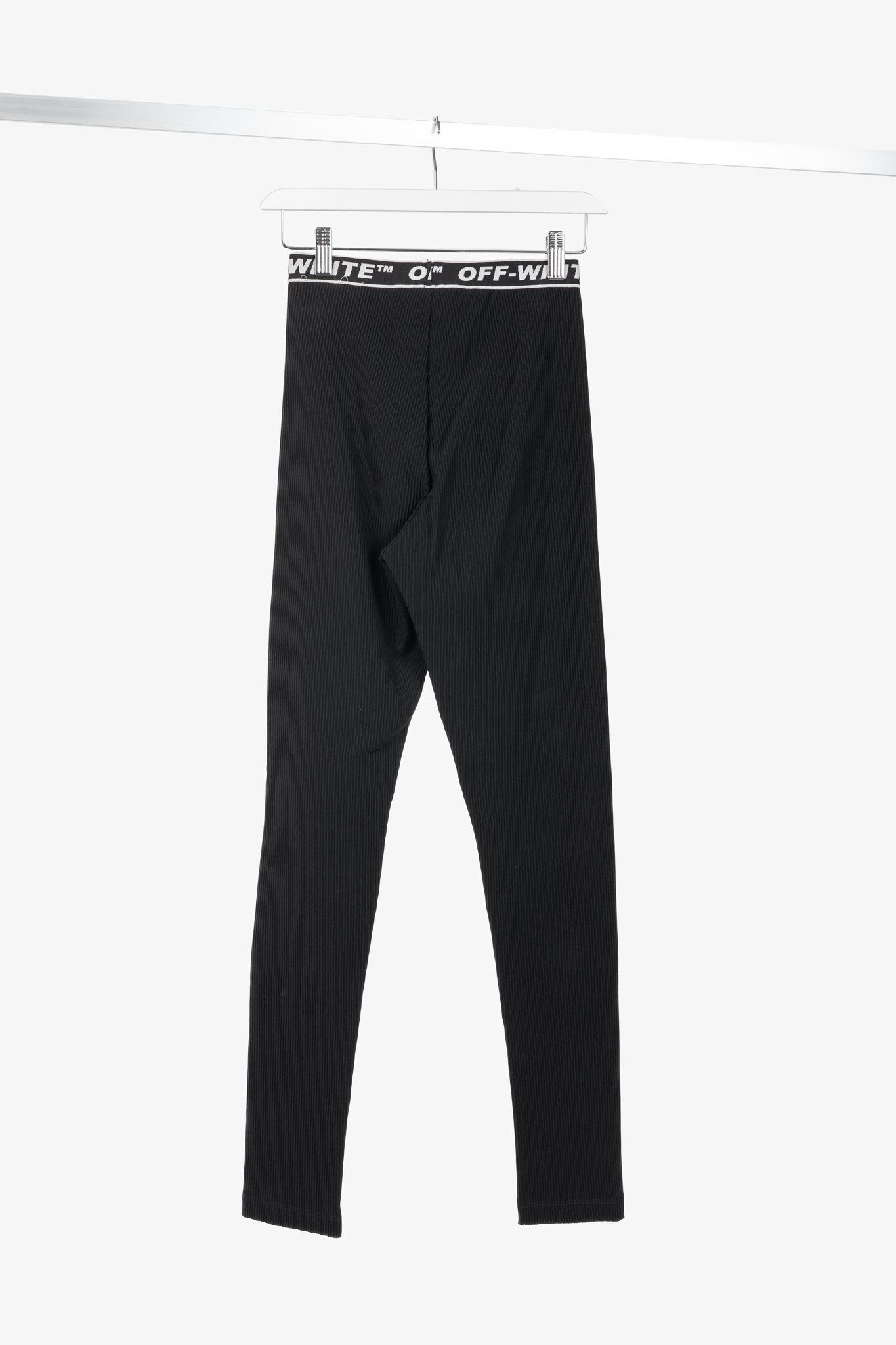 Off-White Off-White Black Logo-Waistband Ribbed Leggings Size 27" / US 4 / IT 40 - 2 Thumbnail