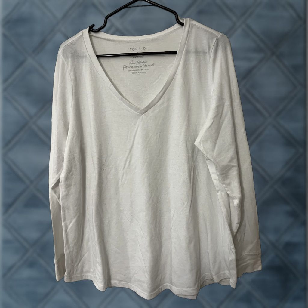 Torrid Torrid Plus Size 1 White Short Sleeve Crew Neck Blouse T-Shirt Casual Women's Size XS / US 0-2 / IT 36-38 - 1 Thumbnail