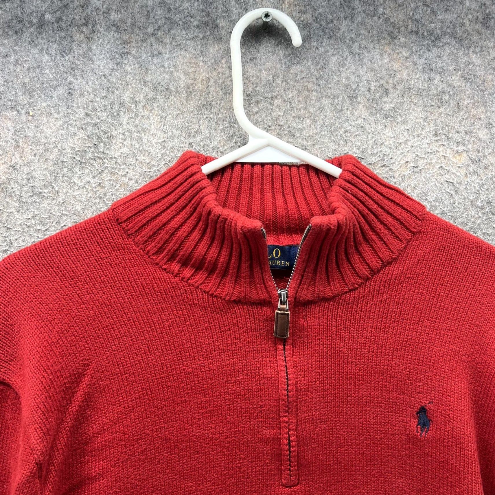 Polo Ralph Lauren Polo Ralph Lauren Sweater Mens Medium Red Cotton Quarter Zip Mock Neck Pullover Size US M / EU 48-50 / 2 - 7 Thumbnail