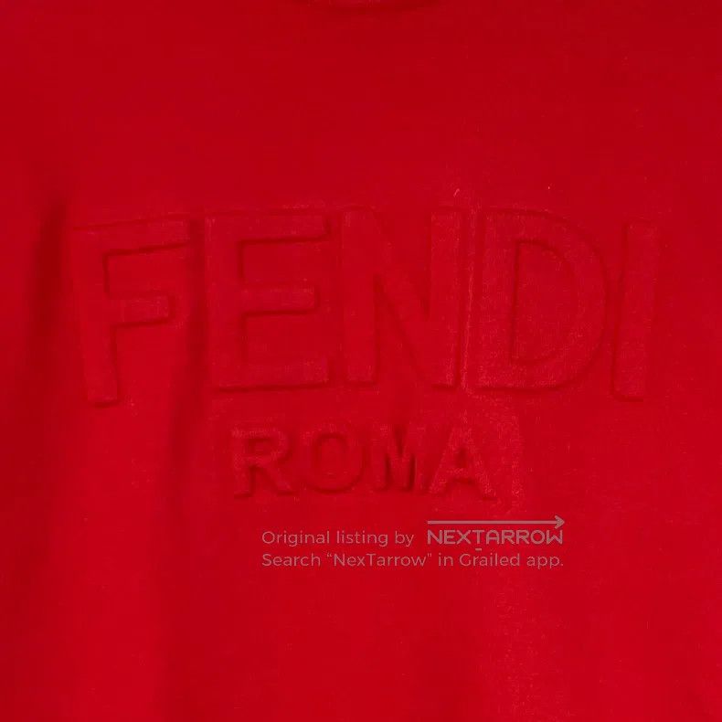 Fendi Fendi Red Logo Embossed Cotton Round Neck Long Sleeve Swea Size US S / EU 44-46 / 1 - 4 Thumbnail