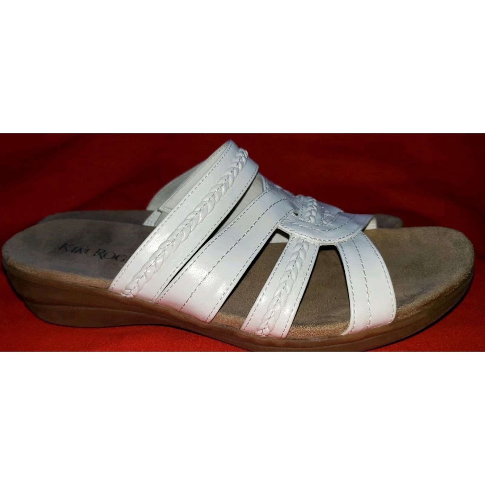 Vintage Kim Rogers Domina Women's Strappy Slide Sandal White 7.5M Wedge Heel Size US 8 / IT 38 - 5 Thumbnail