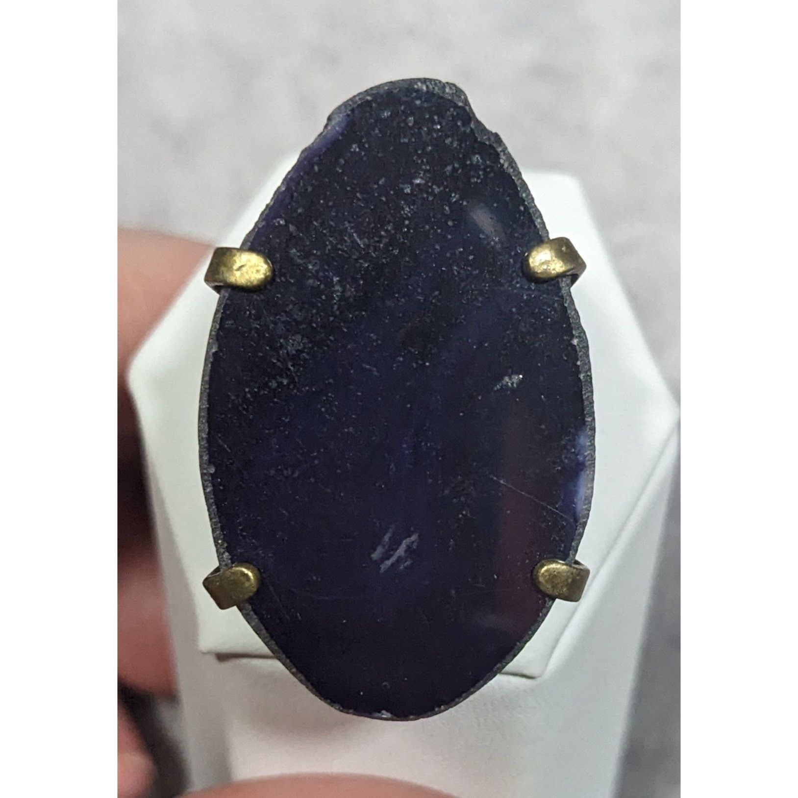 Other Dark Blue Dyed Geode Slice Adjustable Statement Ring Size 6 Size ONE SIZE - 1 Thumbnail