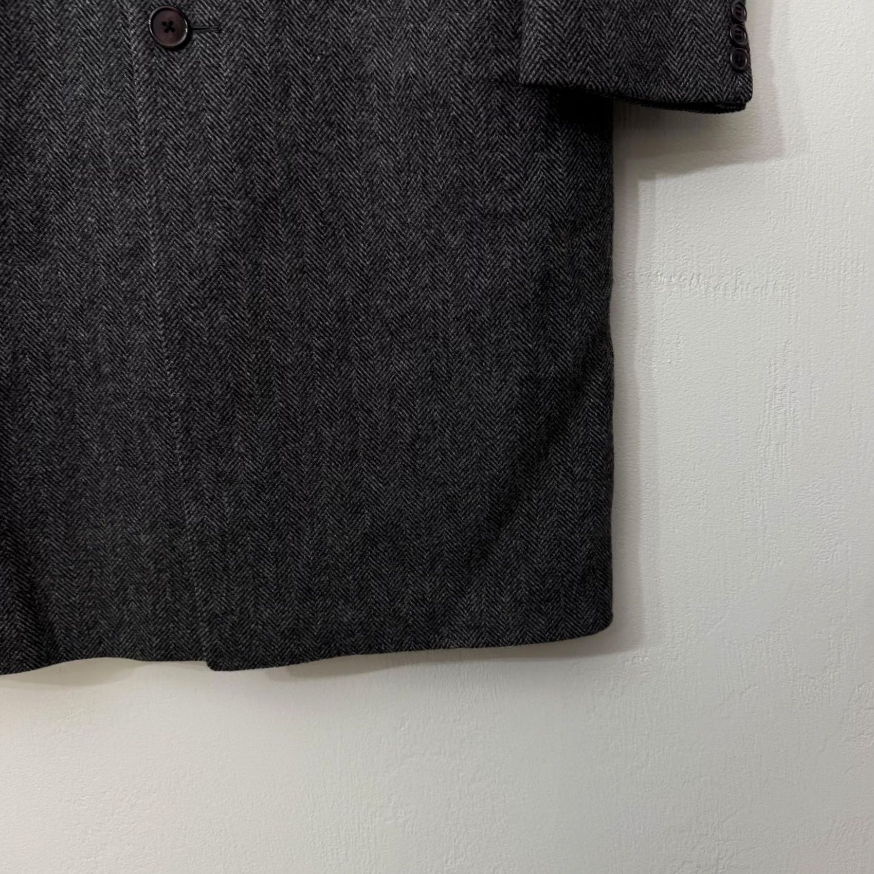 Vintage VINTAGE Barneys New York Overcoat Mens 46 Gray Wool Herringbone Tweed Long Lined Coat Size US S / EU 44-46 / 1 - 5 Thumbnail