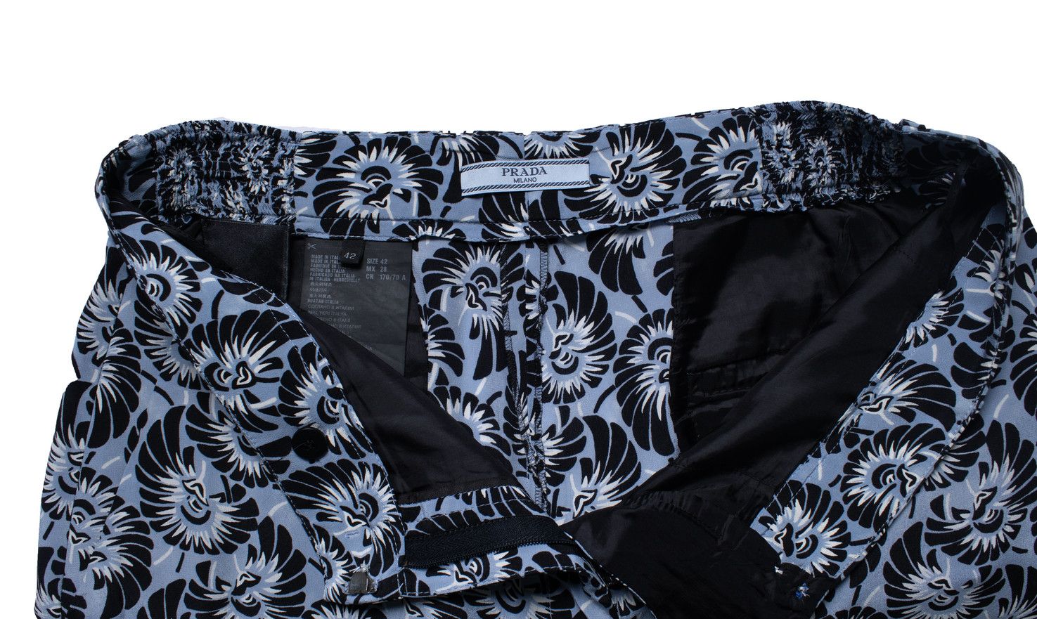 Prada Prada, blue floral printed silk casual pantalon Size 28" / US 6 / IT 42 - 5 Thumbnail