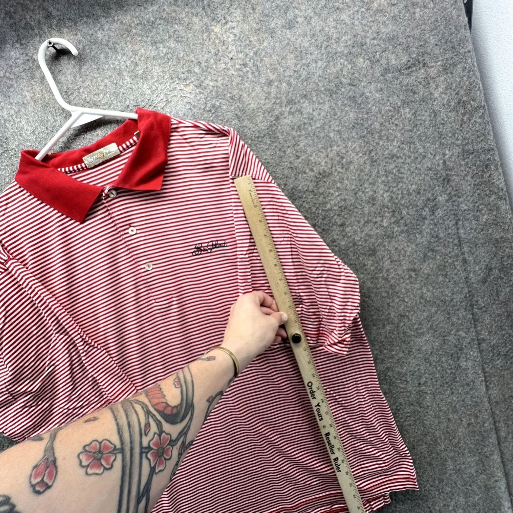 Peter Millar Peter Millar Polo Shirt Mens XL Red White Stripe Sea Island Golf Logo Cotton Size US XL / EU 56 / 4 - 4 Thumbnail