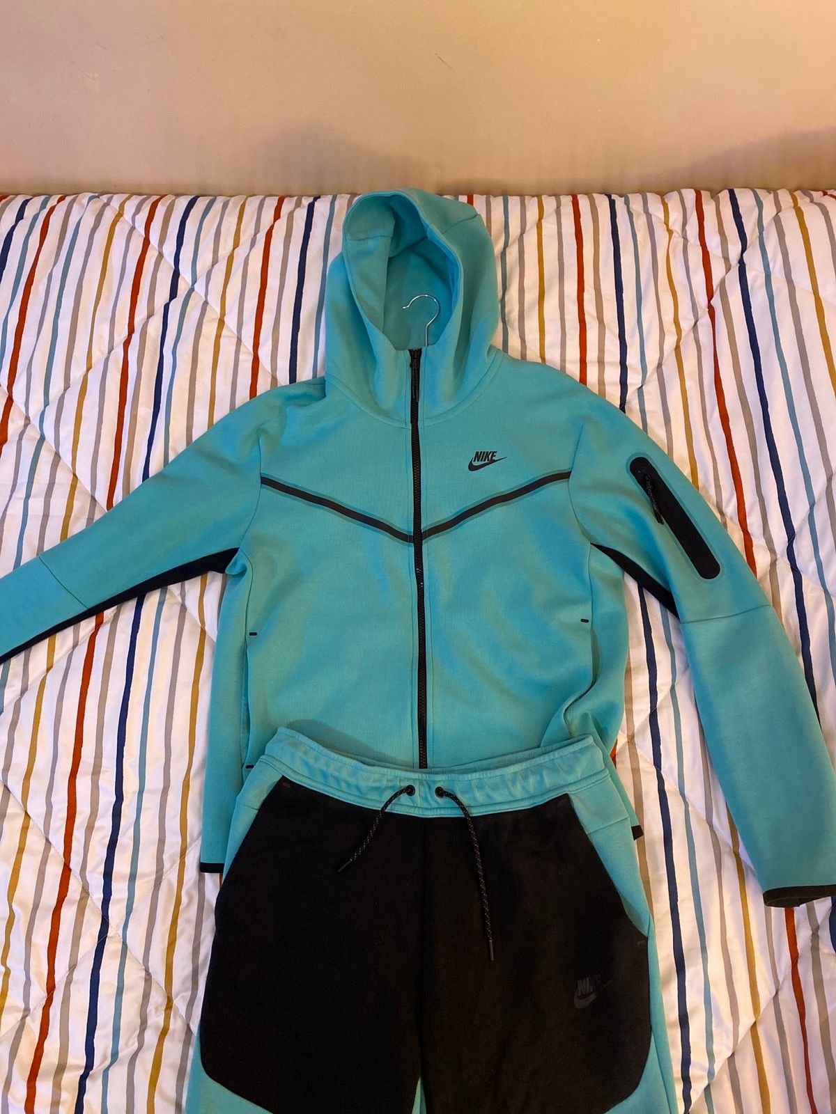 Nike Washed teal Tech fleece Full Tracksuit Central Cee | Grailed