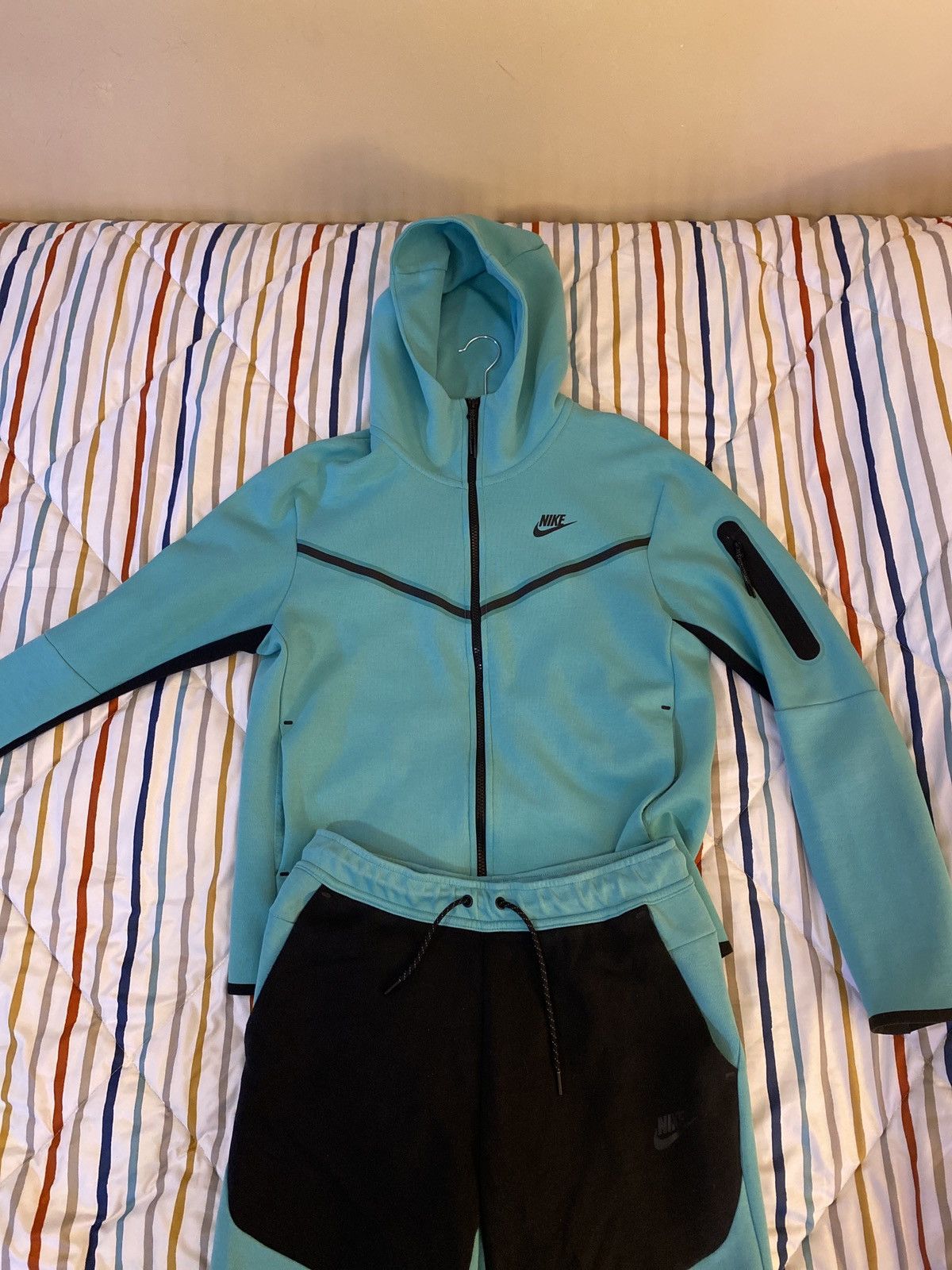 Nike Washed teal Tech fleece Full Tracksuit Central Cee Grailed