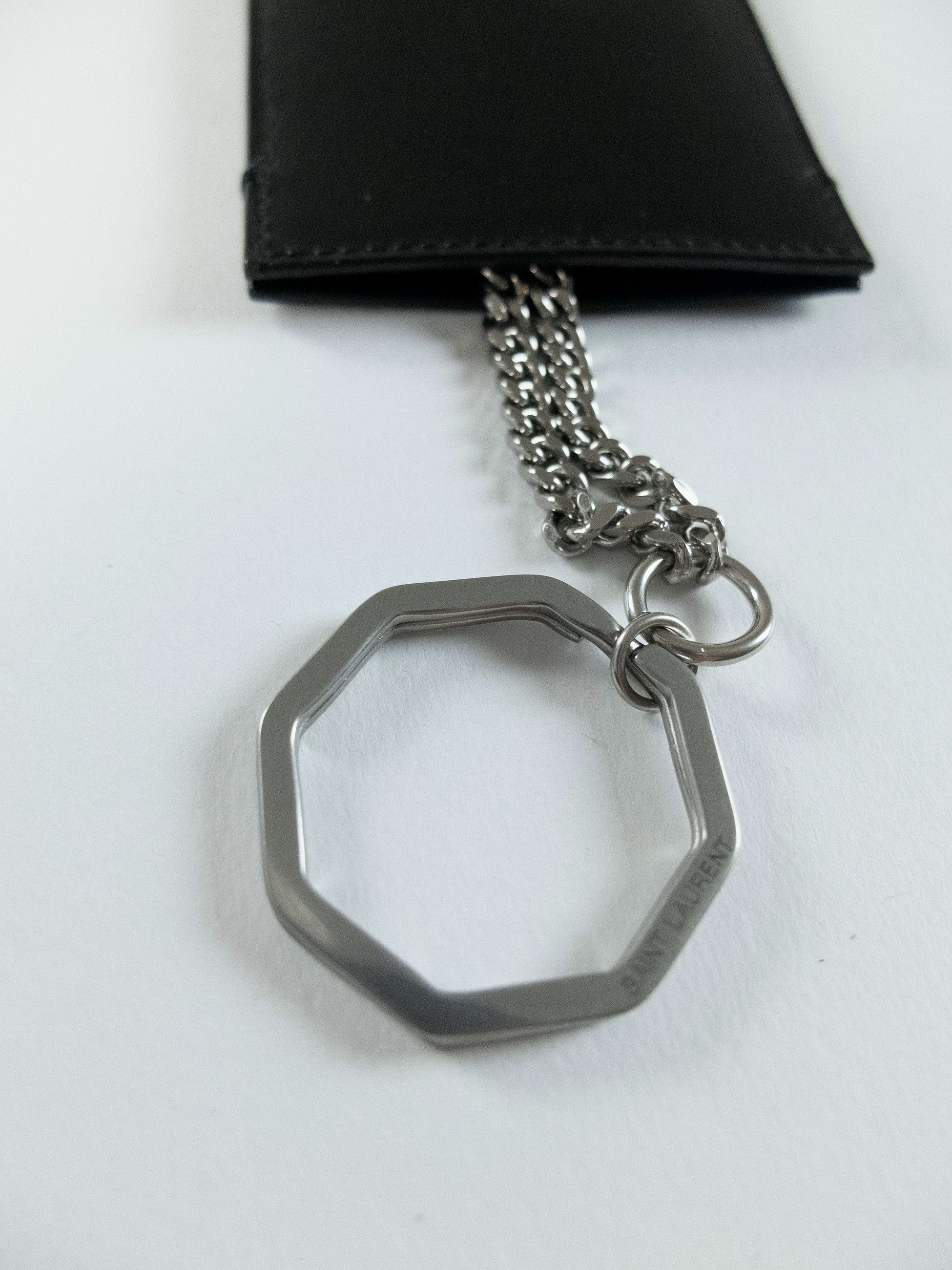 Saint Laurent Paris SAINT LAURENT black leather curb card holder + keyring q Size ONE SIZE - 9 Thumbnail