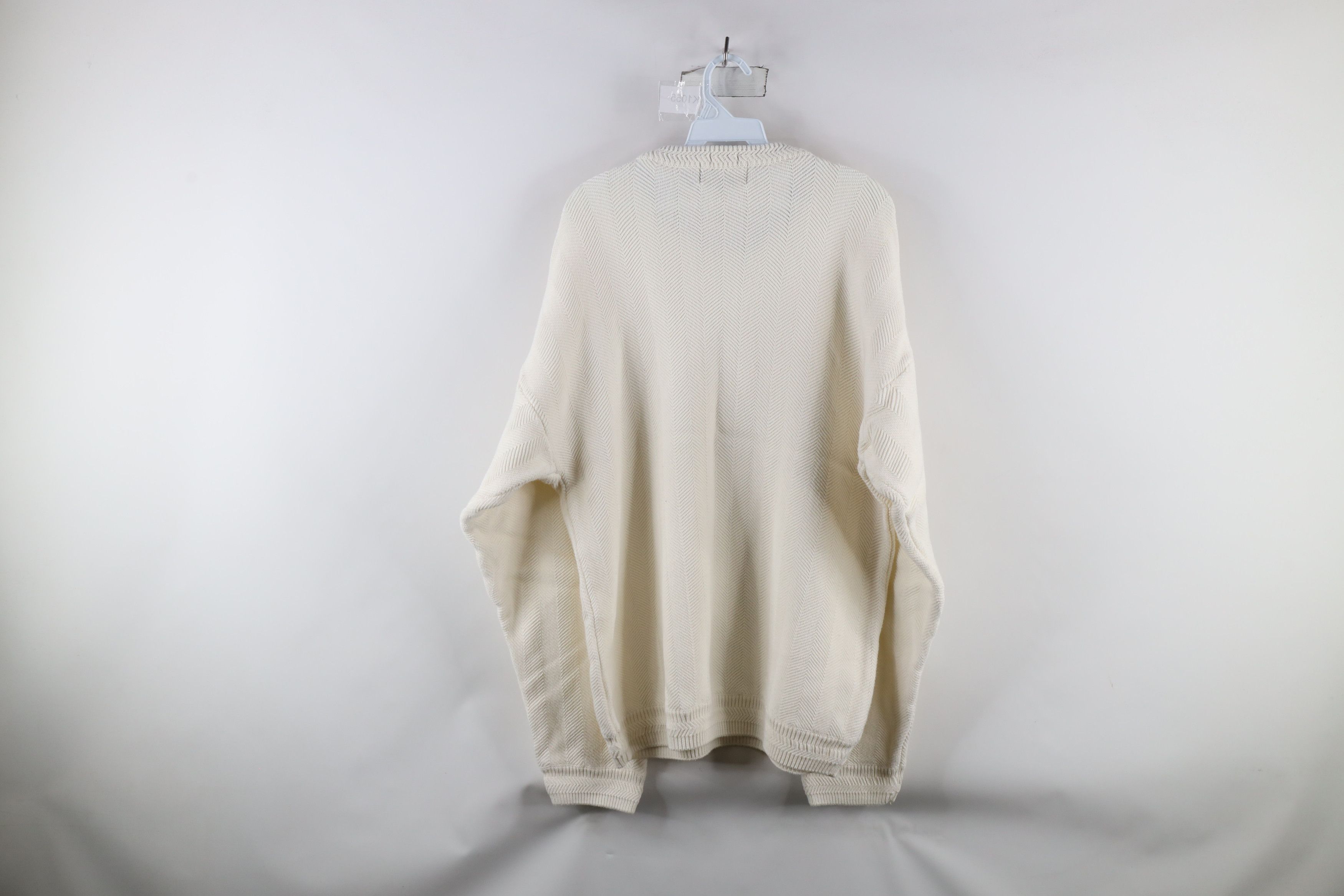 Ralph Lauren × Vintage Vintage 90s Chaps Ralph Lauren Herringbone Sweater White Size US XL / EU 56 / 4 - 7 Thumbnail