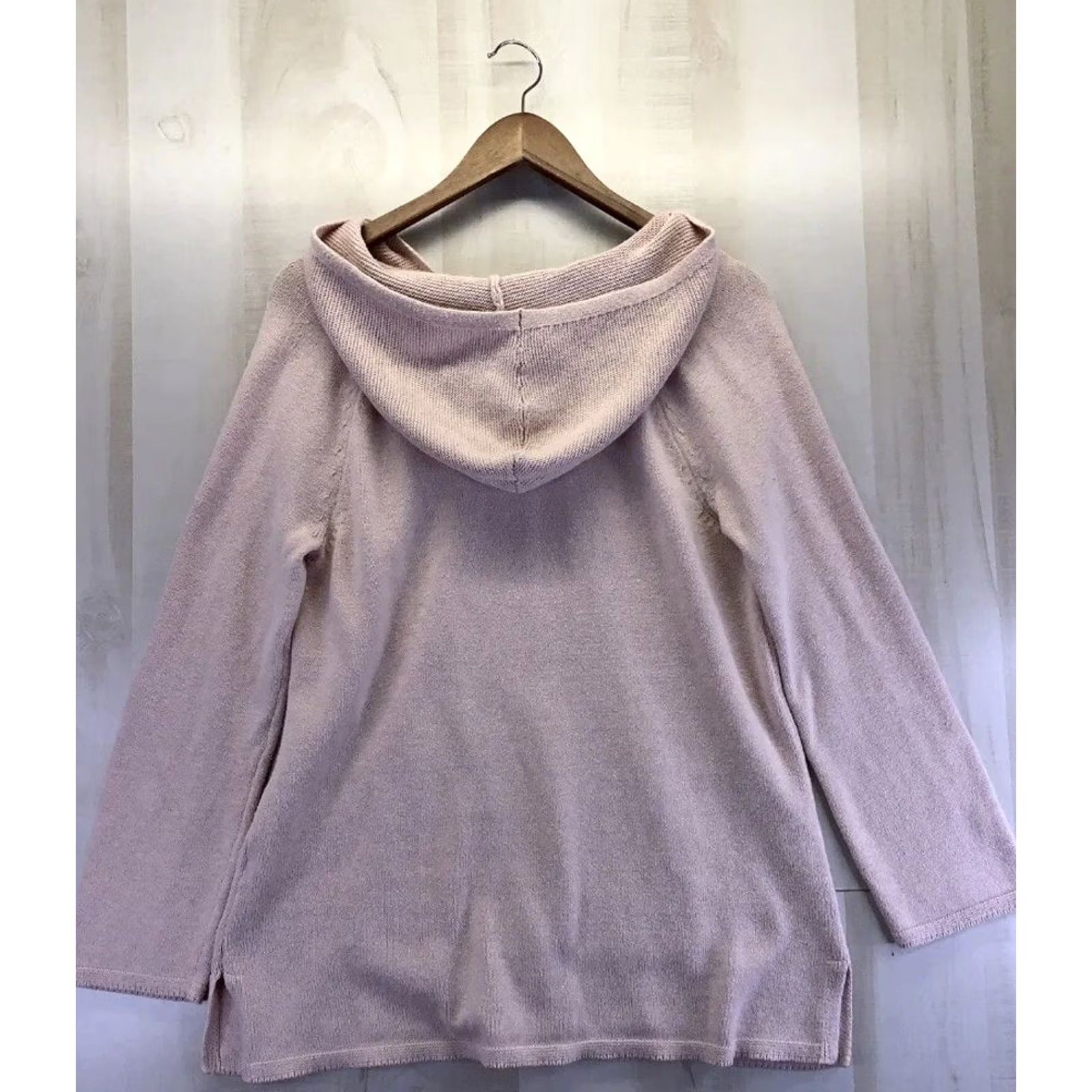 J. Jill J. Jill Silk Blend Hooded Pullover Sweatshirt Pink/Green Knit M Womens Pullover Hooded Silk Blend Knit Sweatshirt Size M / US 6-8 / IT 42-44 - 6 Thumbnail