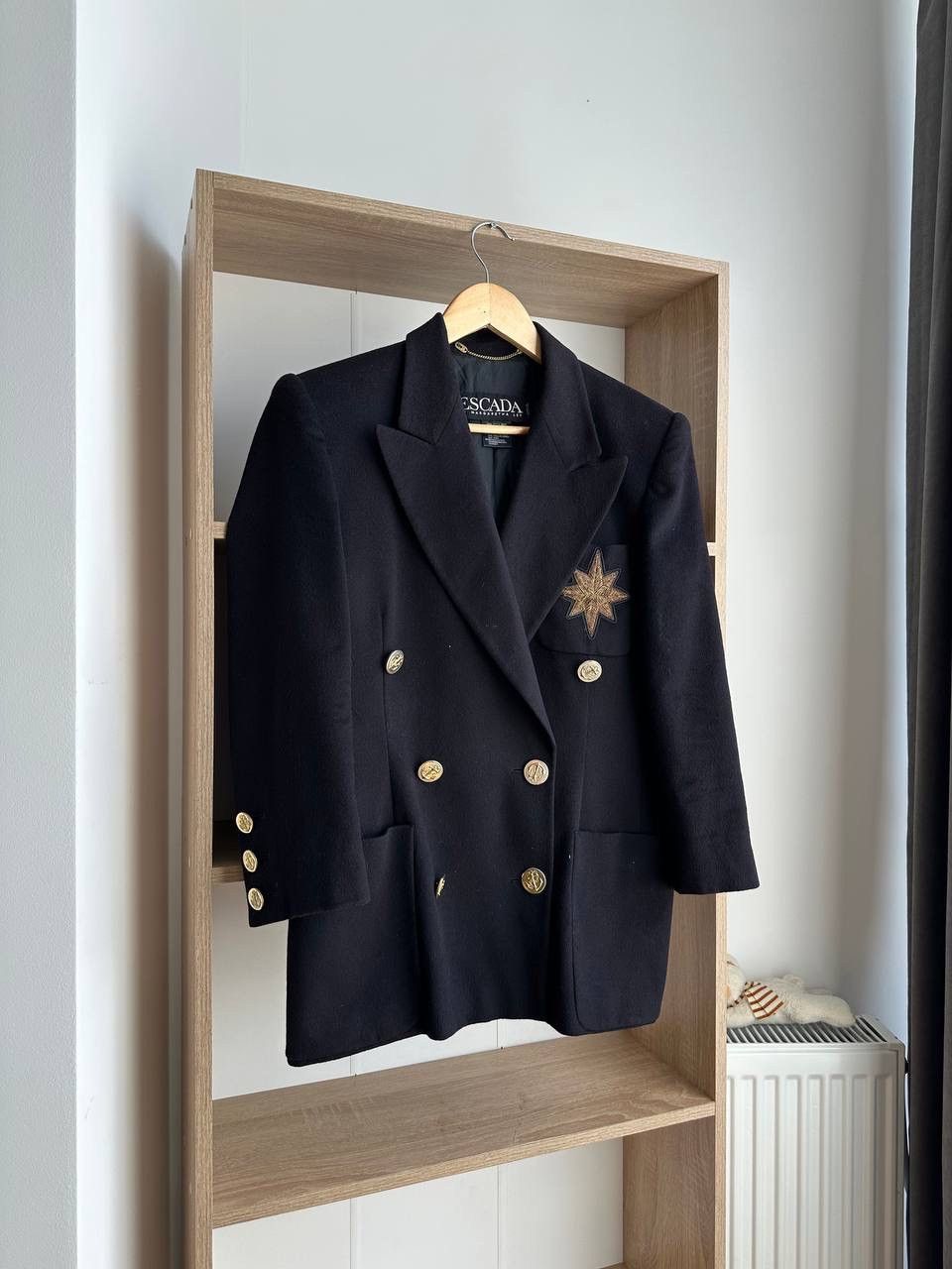 Escada × Vintage Vintage Escada Margaretha Ley Black Big Logo Wool Blazer Size M / US 6-8 / IT 42-44 - 2 Thumbnail
