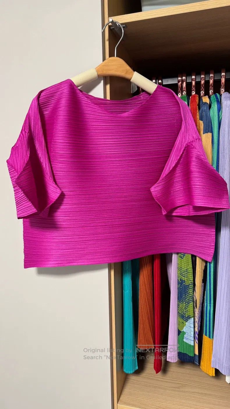 Issey Miyake Issey Miyake Rose Red Puff Sleeve Short Top Size L / US 10 / IT 46 - 2 Thumbnail