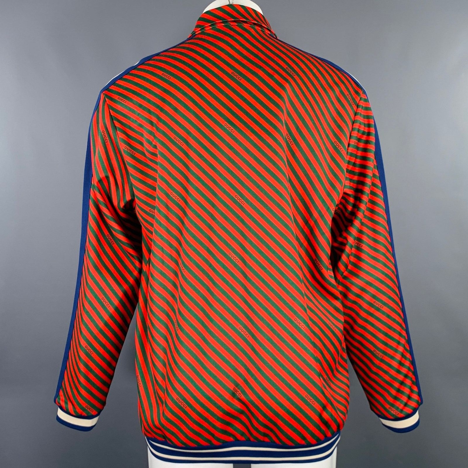 Gucci M Red Green Stretch Polyester Cotton Technical Jersey Jacket Size US M / EU 48-50 / 2 - 4 Thumbnail