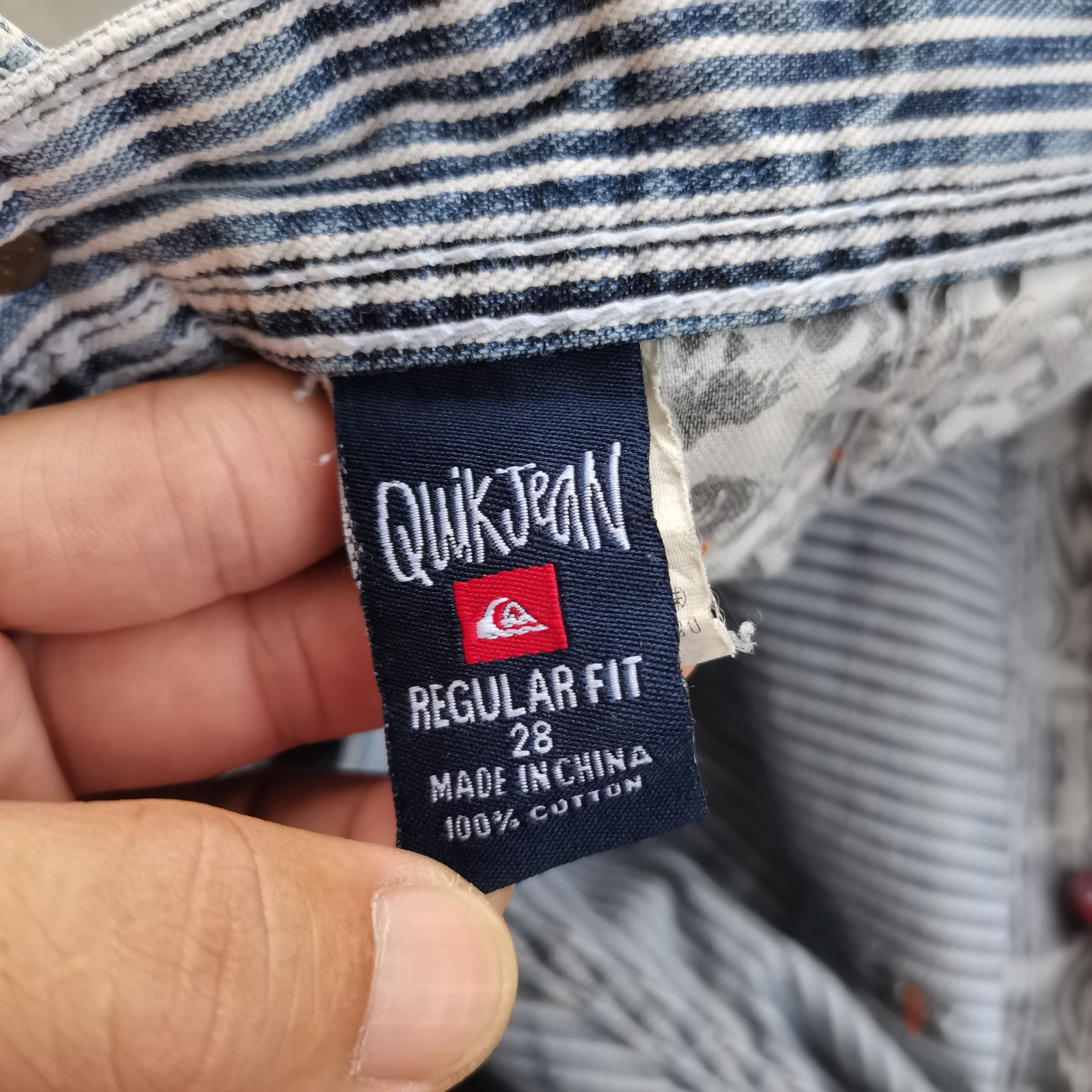 Quiksilver × Vintage Vintage QUIKSILVER Hickory Stripes Distress Faded Denim Size US 31 - 14 Thumbnail