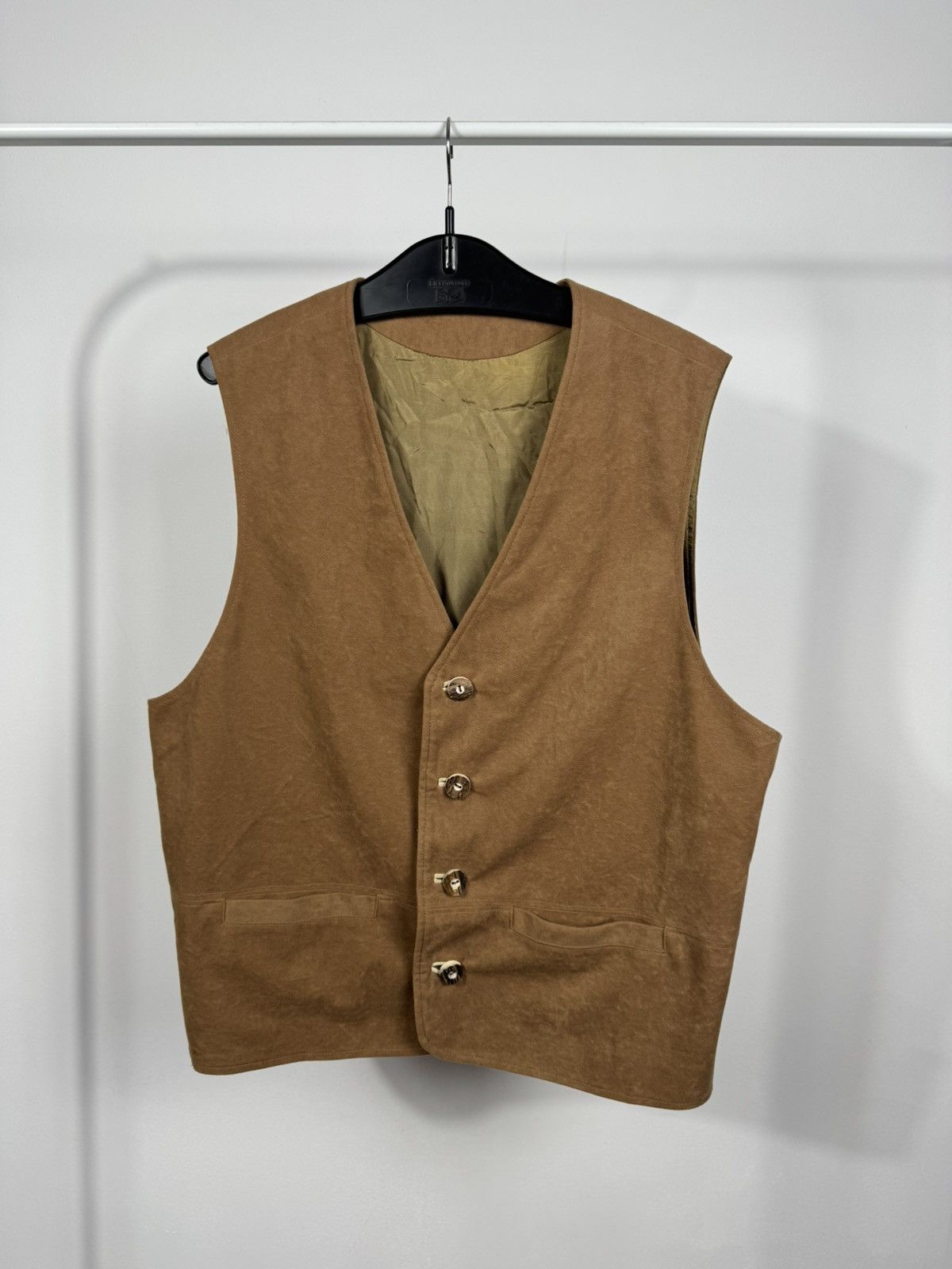 Other Vintage Light Brown Leather Vest Western Biker Waistcoat Size US L / EU 52-54 / 3 - 1 Thumbnail