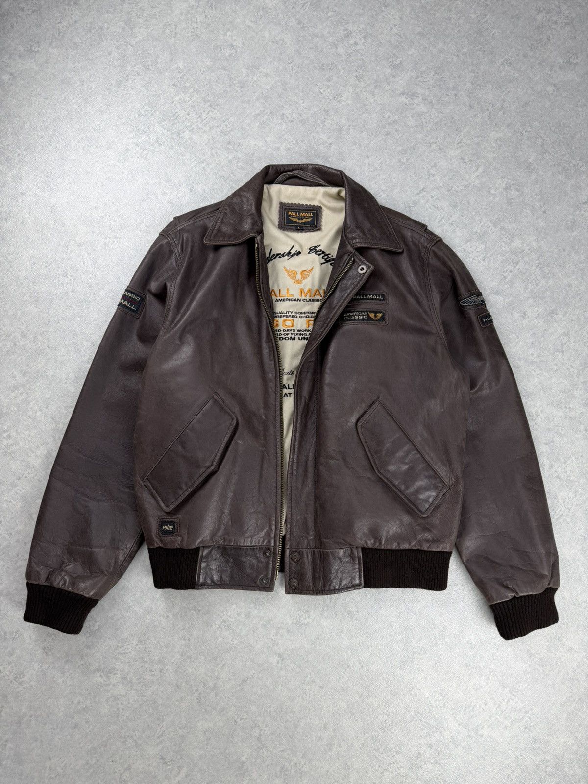 Genuine Leather Pall Mall Leather Bomber Jacket Brown Aviator Size L Size US L / EU 52-54 / 3 - 1 Thumbnail