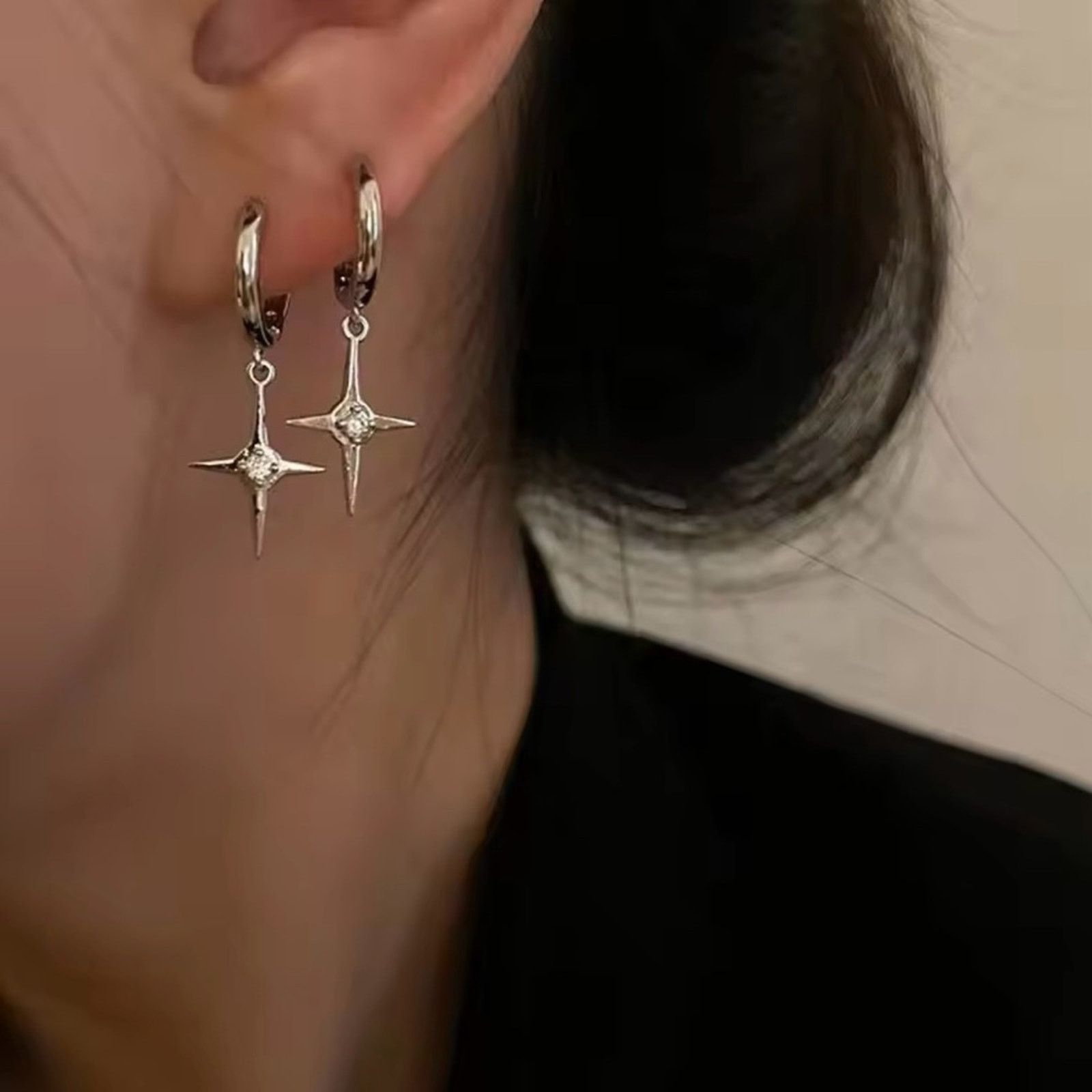 Other Stars Drop Pendant Earring For Women Silver Size ONE SIZE - 1 Thumbnail