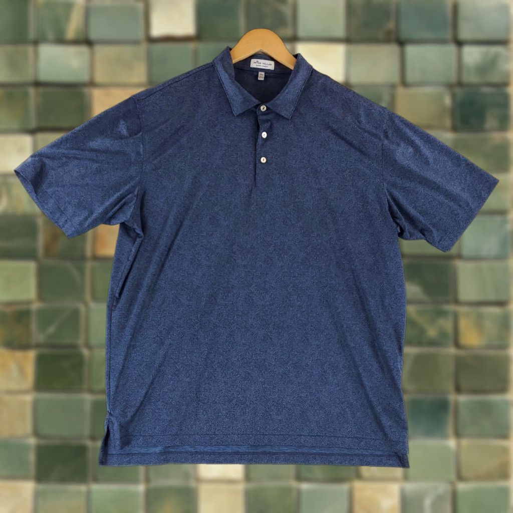 Peter Millar Peter Millar Polo Shirt AOP Peace Skull Mushroom Blue Mens XXL Summer Comfort Shirt Size US XXL / EU 58 / 5 - 1 Thumbnail
