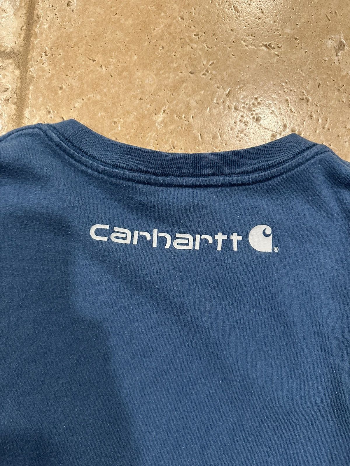 Carhartt × Vintage Vintage Carhartt Blue Long Sleeve Spell Out Logo T-Shirt Size US XL / EU 56 / 4 - 11 Thumbnail