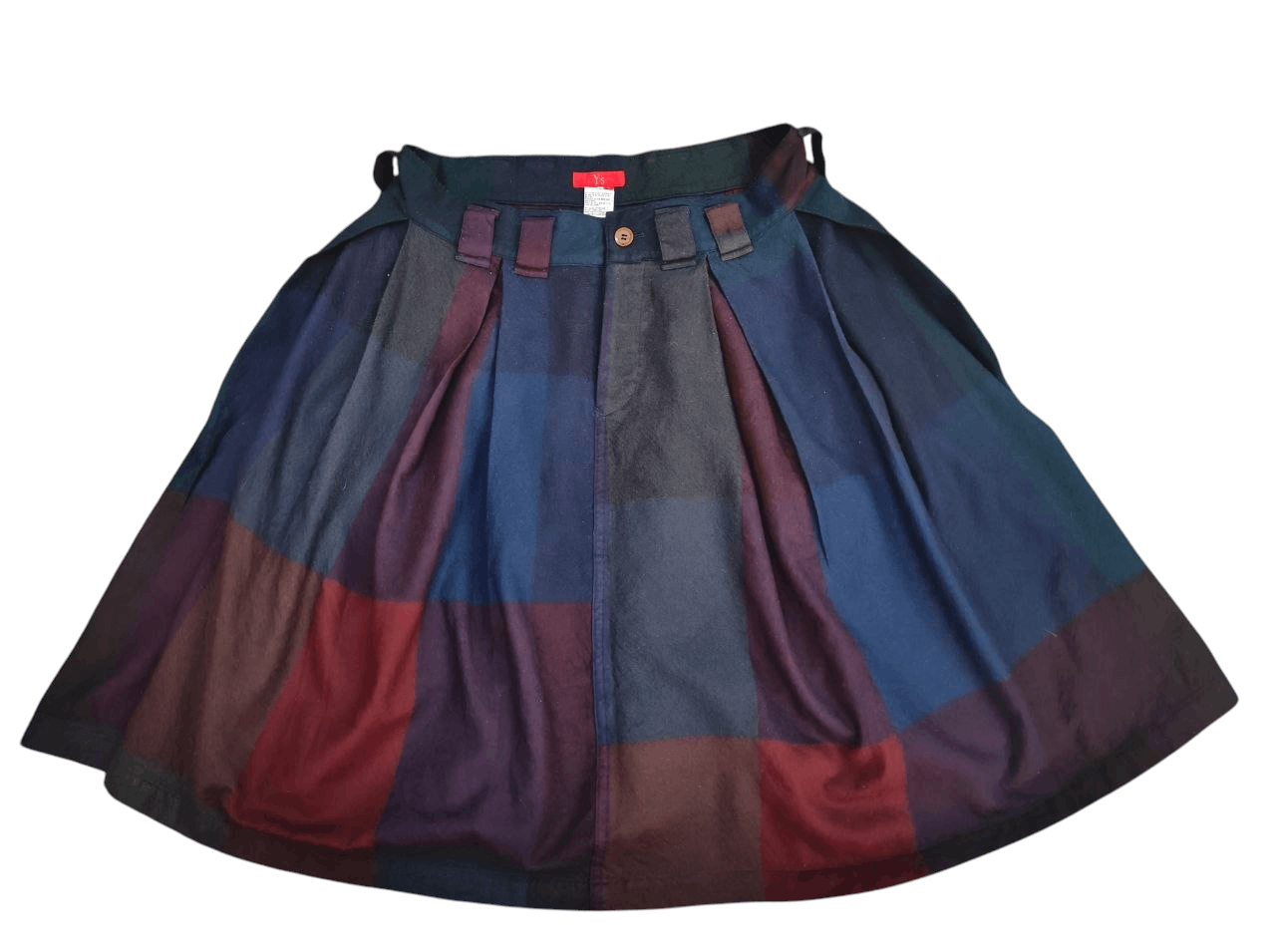 Yohji Yamamoto Y's Checkered Wool Skirt Size 39" - 2 Thumbnail