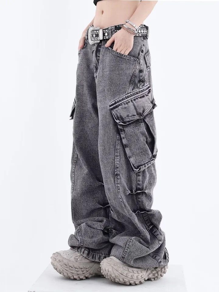 Designer × Japanese Brand Unisex Streetwear Cargo Pockets Pants Jeans Size 32" / US 10 / IT 46 - 4 Thumbnail