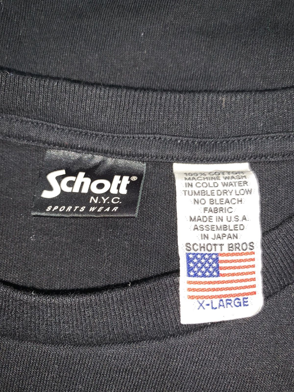 Schott Schott Black T-Shirt Size US XL / EU 56 / 4 - 3 Thumbnail