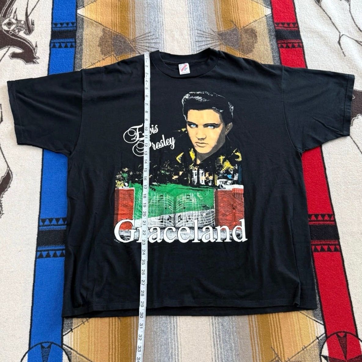 Jerzees VINTAGE 90s Elvis Presley Graceland T-Shirt Jerzees 2XL Black Men Short Sleeve Music Shirt Size US XXL / EU 58 / 5 - 6 Thumbnail