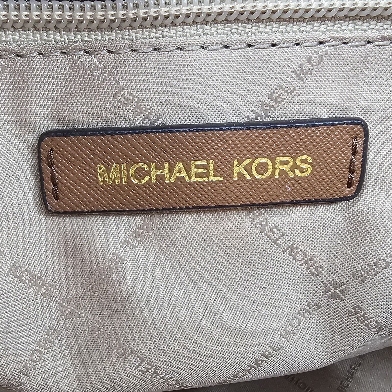 Michael Kors Michael Kors Walsh MK Logo Handbag Tote Purse Brown Tan Gold Size ONE SIZE - 21 Thumbnail