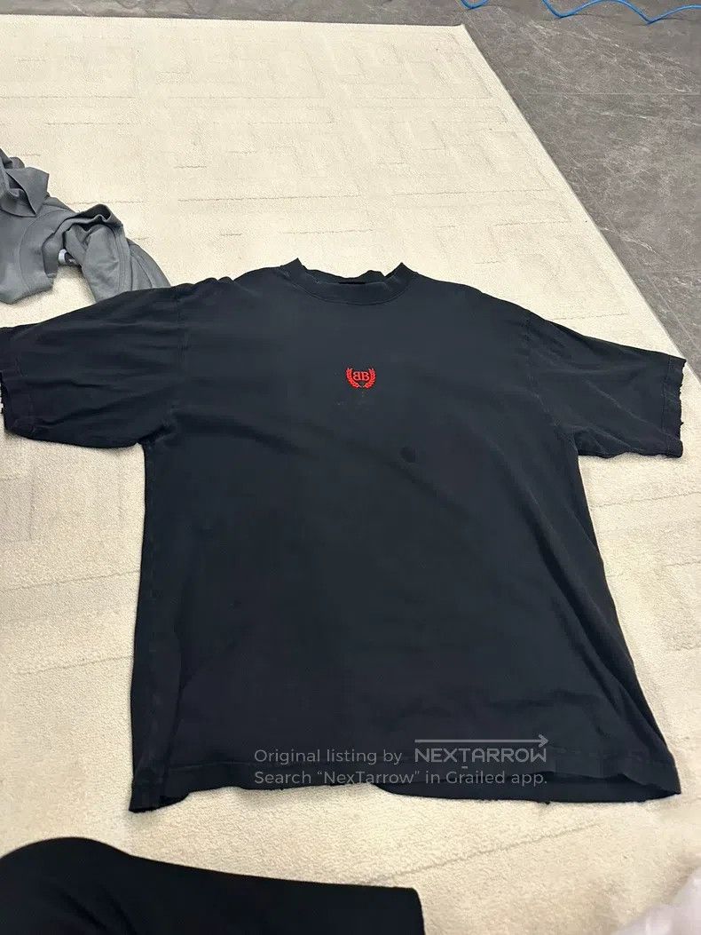 Balenciaga Wheat Embroidery Short Sleeve T-Shirt Black