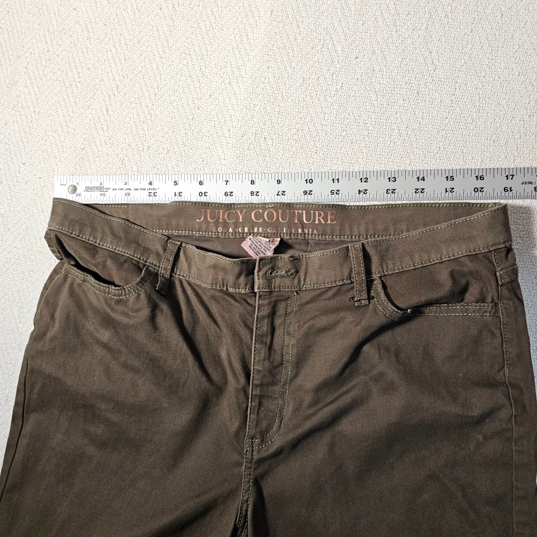 Juicy Couture Juicy Couture Pants Women Green Flat Front Skinny Cotton Blend 14 Regular 29in Inseam Y2K Size 36" / US 14 / IT 50 - 5 Thumbnail