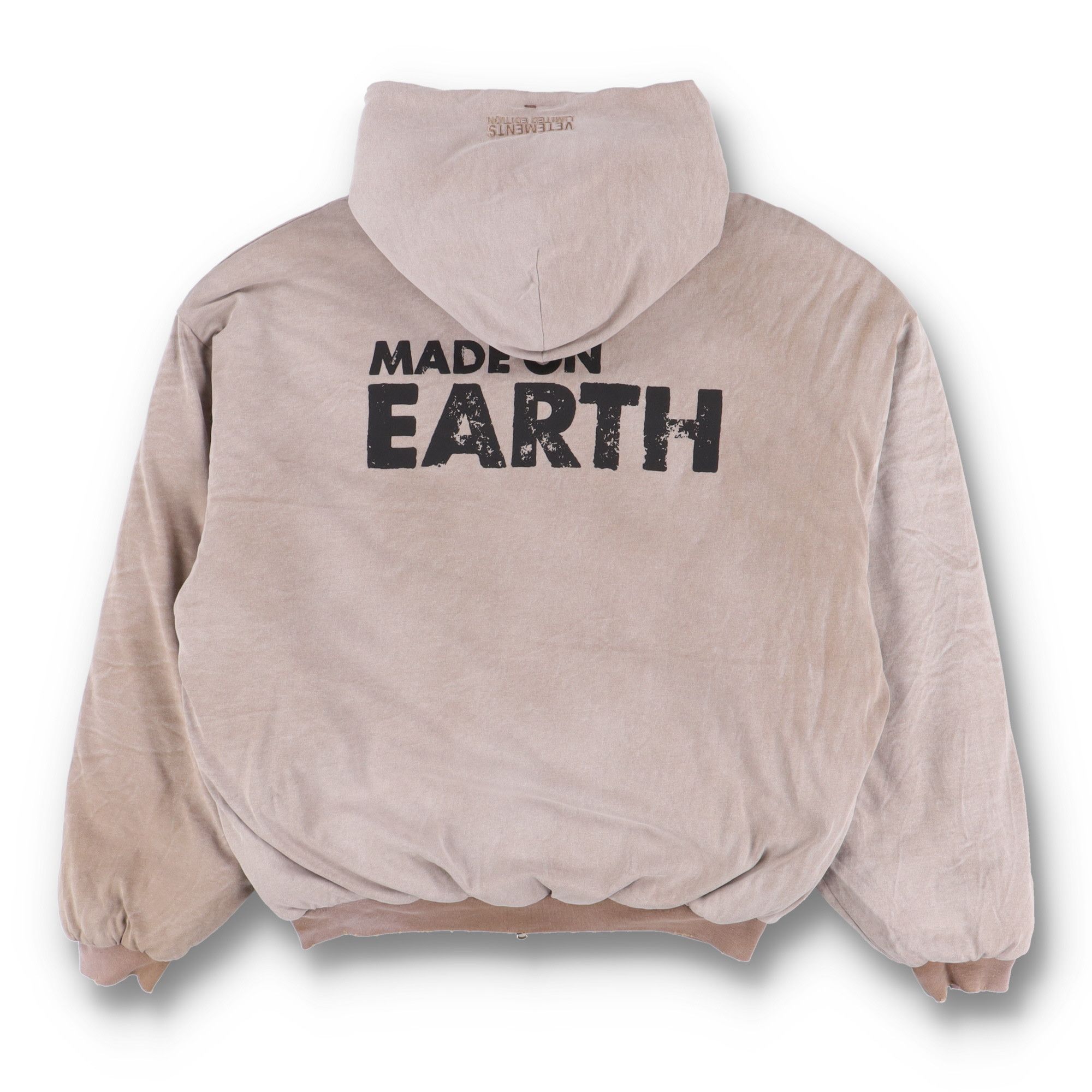 Vetements Faded Beige Made on Earth Hooded Bomber Jacket Size XS / US 0-2 / IT 36-38 - 9 Thumbnail