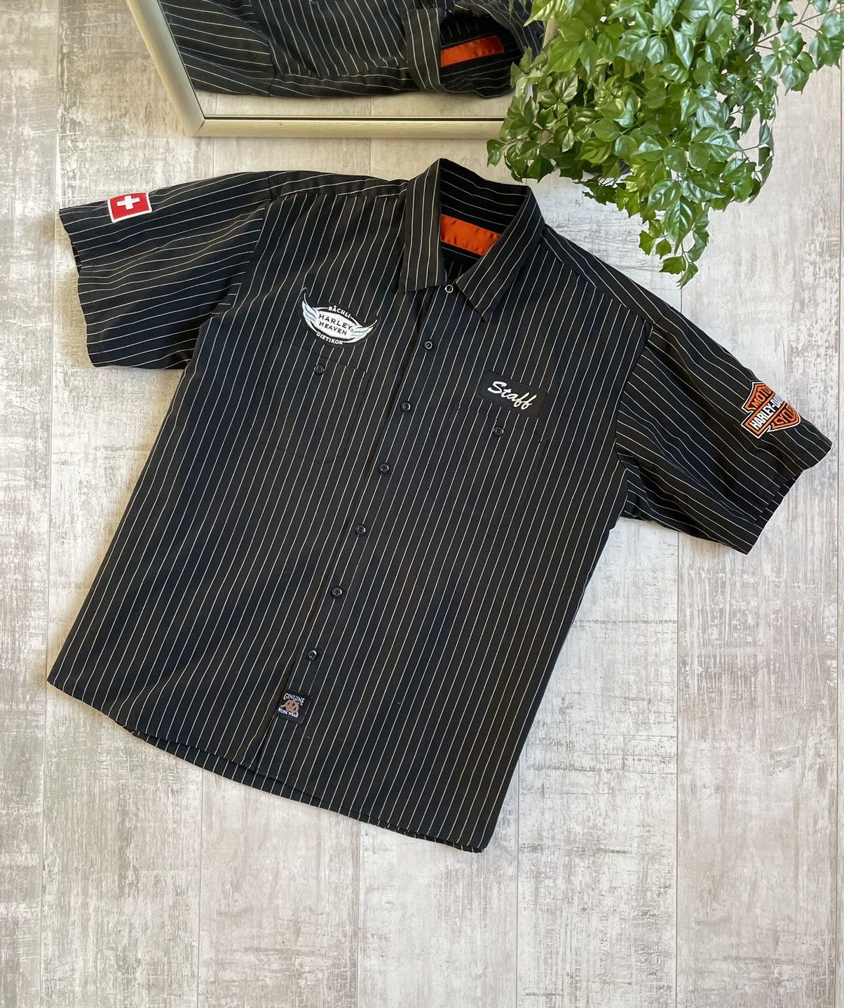 Harley Davidson × Vintage Harley Davidson Vintage Work Wear Shirt Striped Motorcycle Size US L / EU 52-54 / 3 - 1 Thumbnail