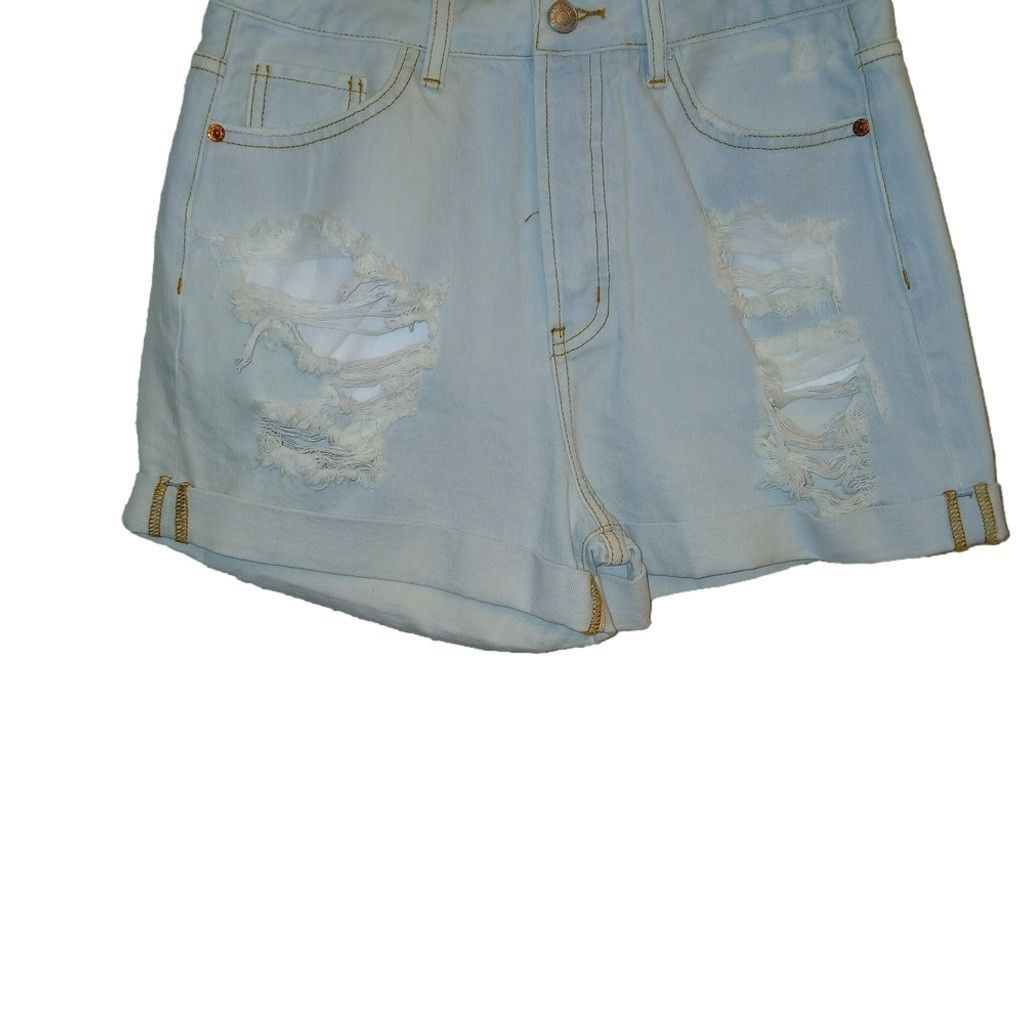 Song For The Mute Light Blue Distressed Women’s Denim Shorts Size 28" / US 6 / IT 42 - 1 Thumbnail
